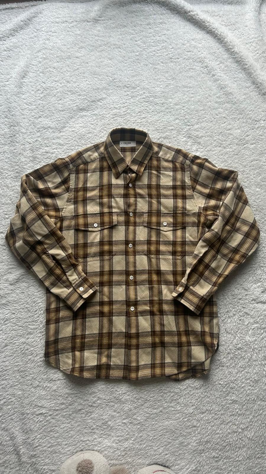 Celine Celine Prototype Plaid Shirt Sample Piece Hedi Era Size L / US 10 / IT 46 - 1 Thumbnail