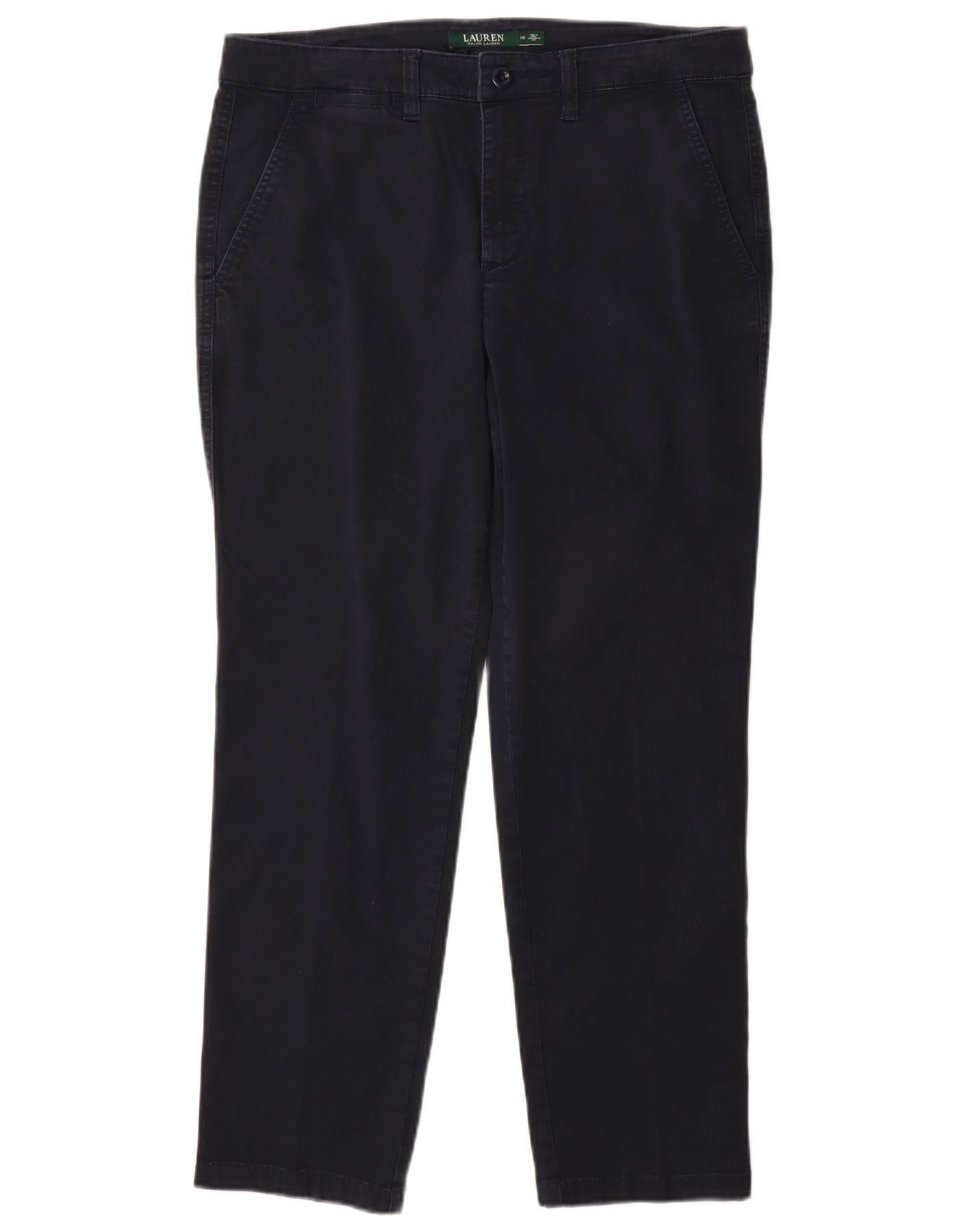 Ralph Lauren Womens Slim Chino Trousers US 10 Large W32 L28 Navy Blue Size 28" / US 6 / IT 42 - 1 Thumbnail