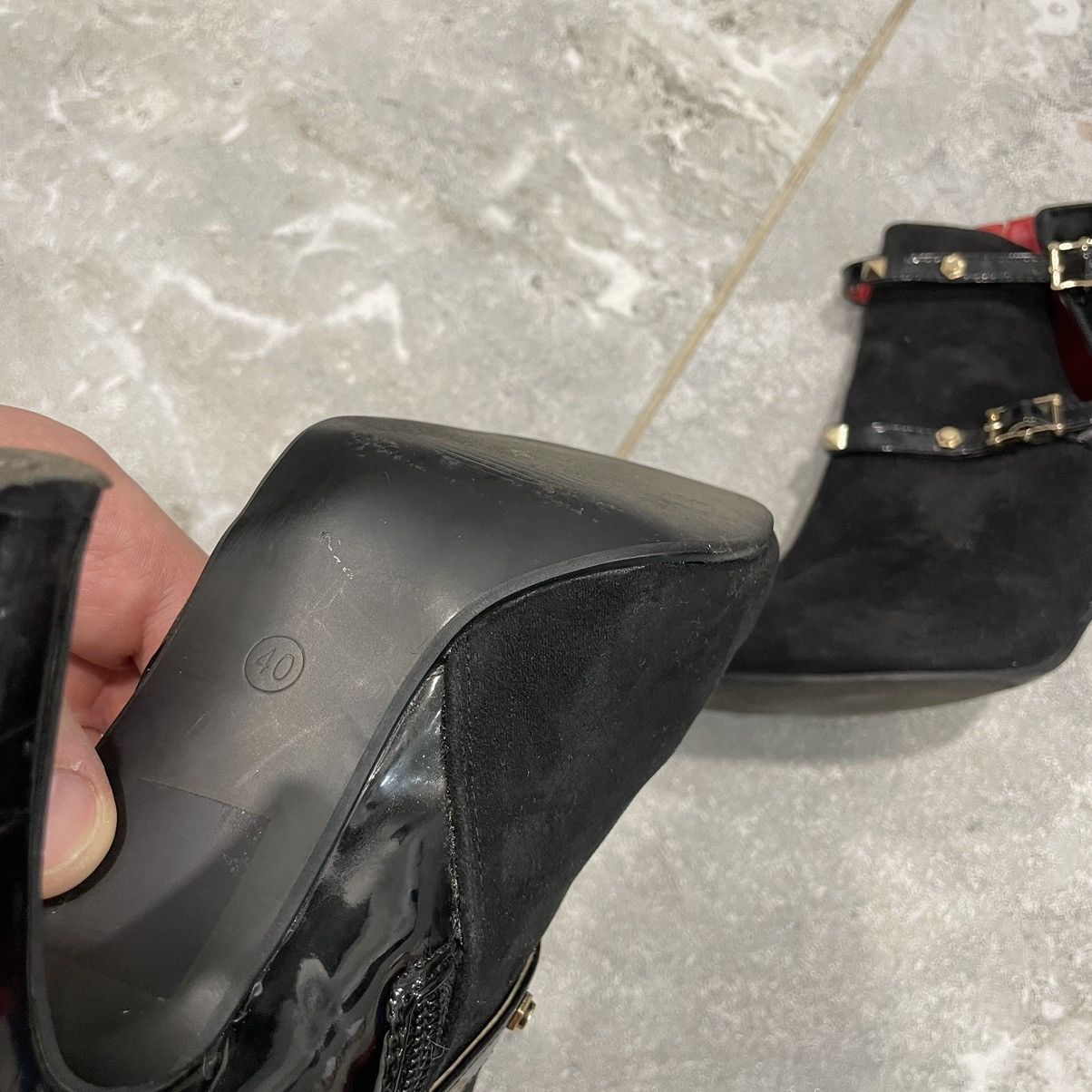 If Six Was Nine 40 VINTAGE balck HEELS shoes boots cyber punk gaultier emo Size US 10 / IT 40 - 5 Thumbnail