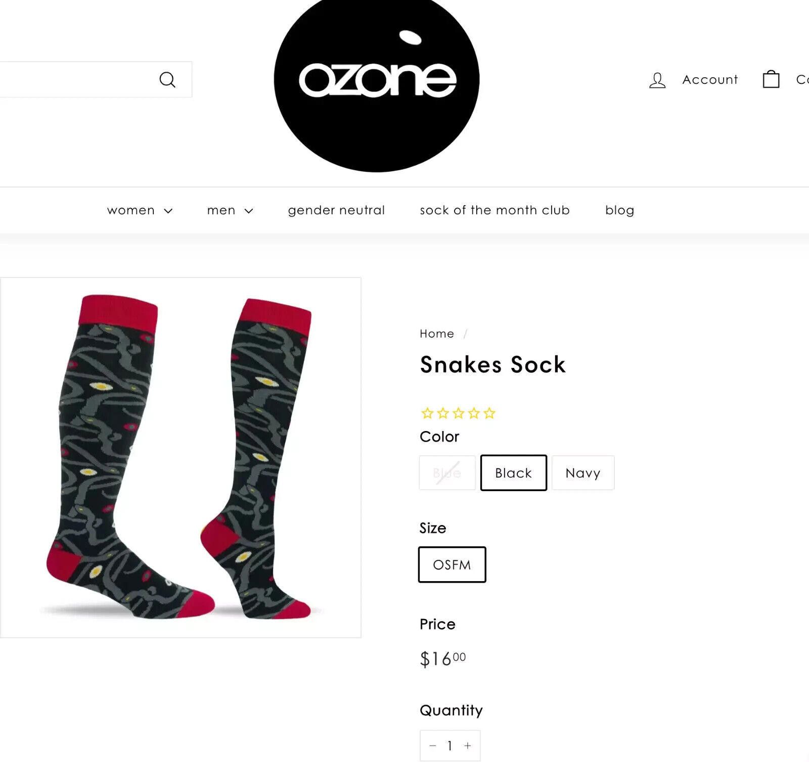 Designer Ozone Black Snakes Socks – One Size Fits Most Size ONE SIZE - 4 Thumbnail