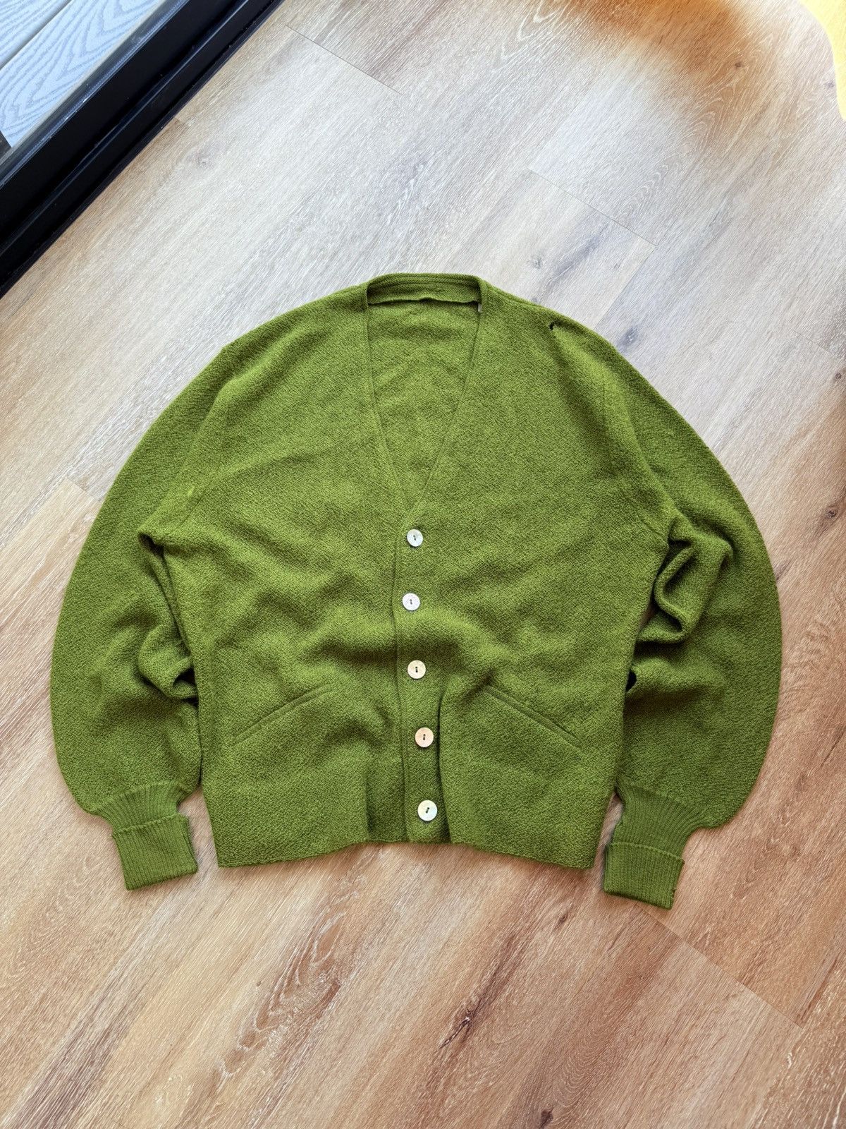 Vintage Vintage 50s 60s Green Mohair Kurt Kobain Grunge Cardigan Size US M / EU 48-50 / 2 - 2 Thumbnail