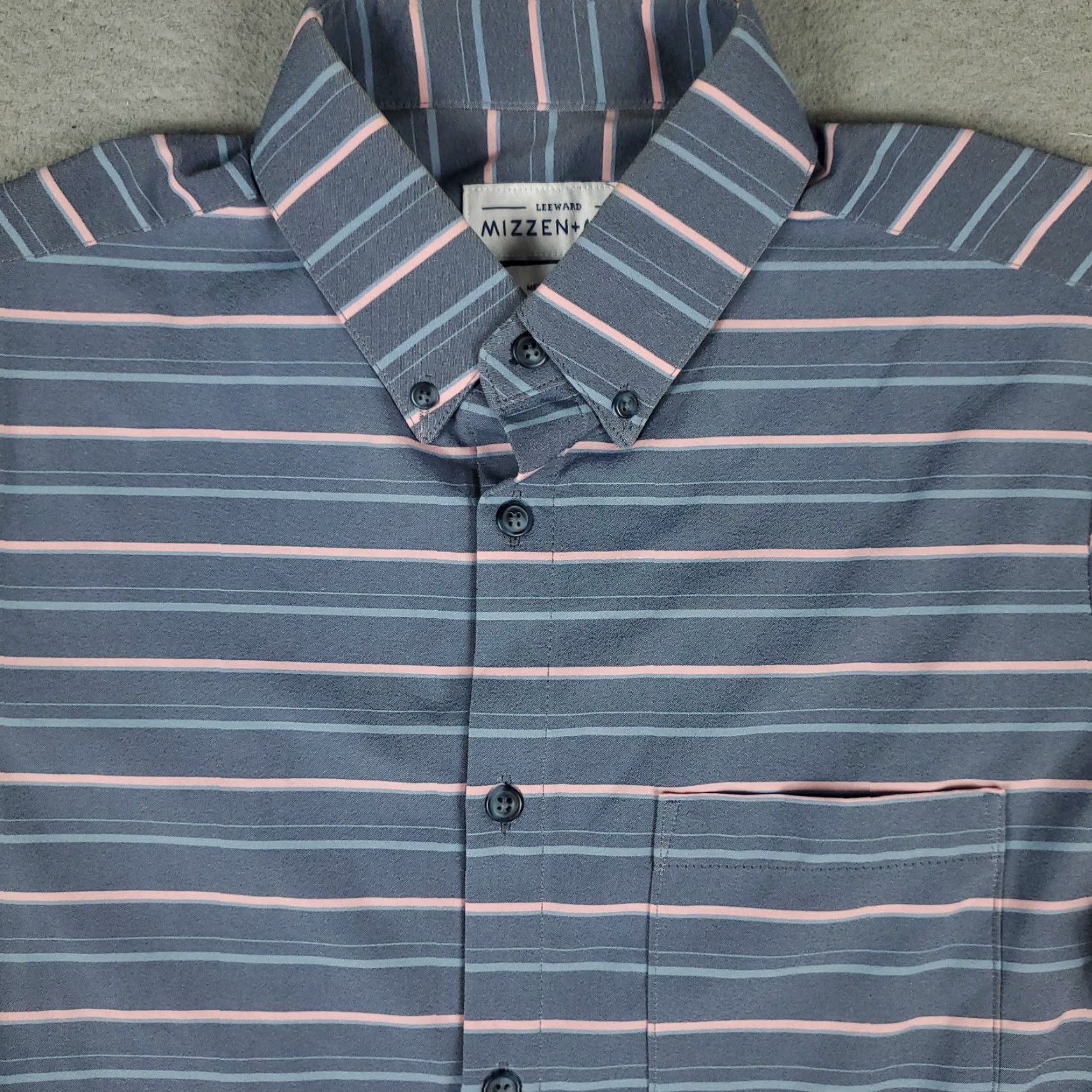 Mizzen+Main Mizzen+Main Shirt Mens Medium Blue Striped Trim Fit Stretch Button Up Size US M / EU 48-50 / 2 - 2 Thumbnail