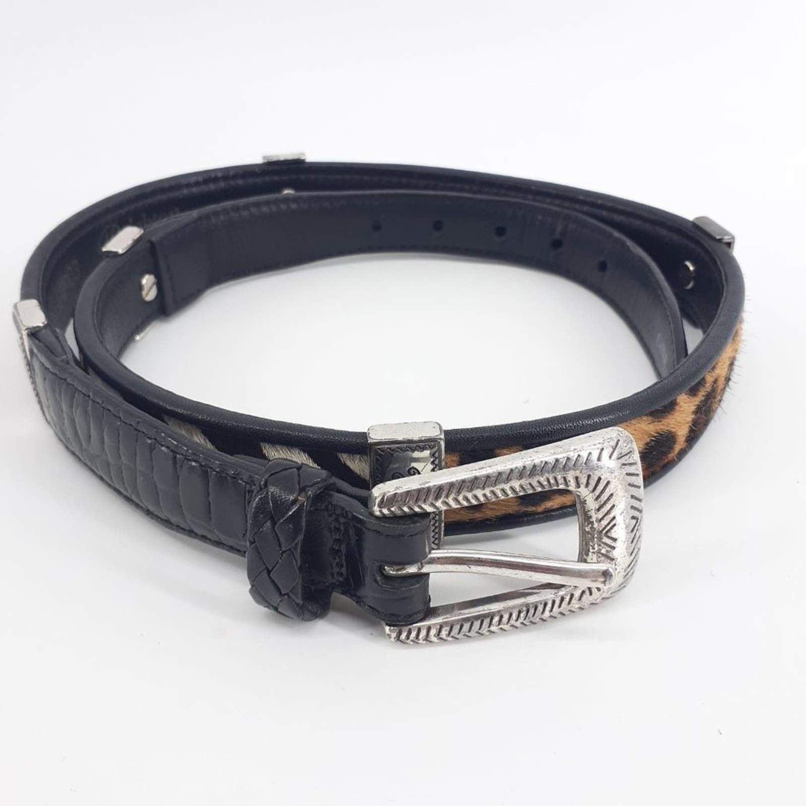 Brighton Vintage Brighton Belt Calf Hair Fur Zebra leopard Croc M Size ONE SIZE - 2 Thumbnail