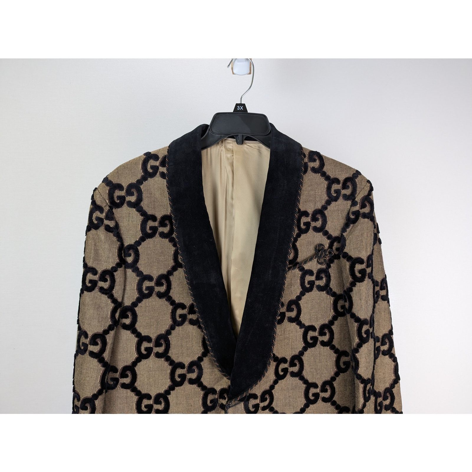 Gucci o1rshd1 GG Logo Blazer Jacket in Beige/Black Size US M / EU 48-50 / 2 - 2 Thumbnail