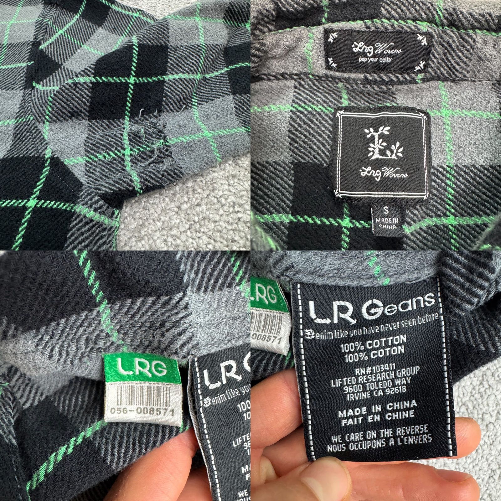 Vintage LRG Shirt Mens S Green Black Plaid Cotton Flannel Button-Up Casual Vintage-Style Outdoor Classic Western 40 in Chest Mens Men Size US S / EU 44-46 / 1 - 8 Thumbnail