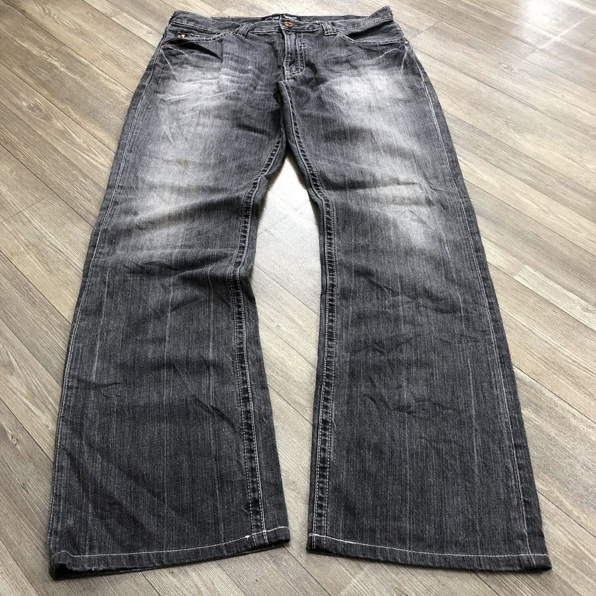 If Six Was Nine 1990s Vintage Uniqlo Black Washed LGB Bootcut Flared Jeans Size US 33 - 3 Thumbnail