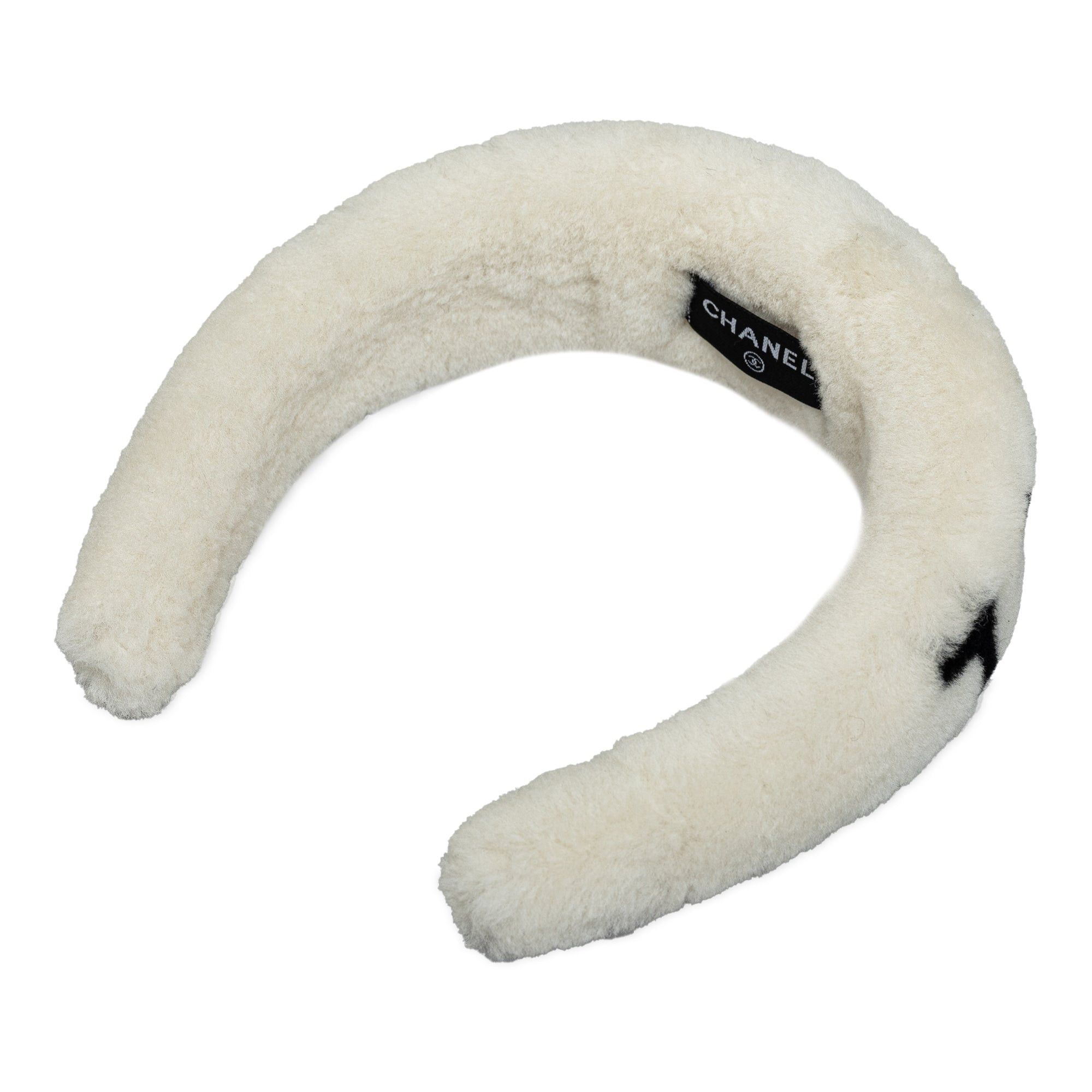 image of Chanel Shearling Logo Headband Other Accessories in White, Women's