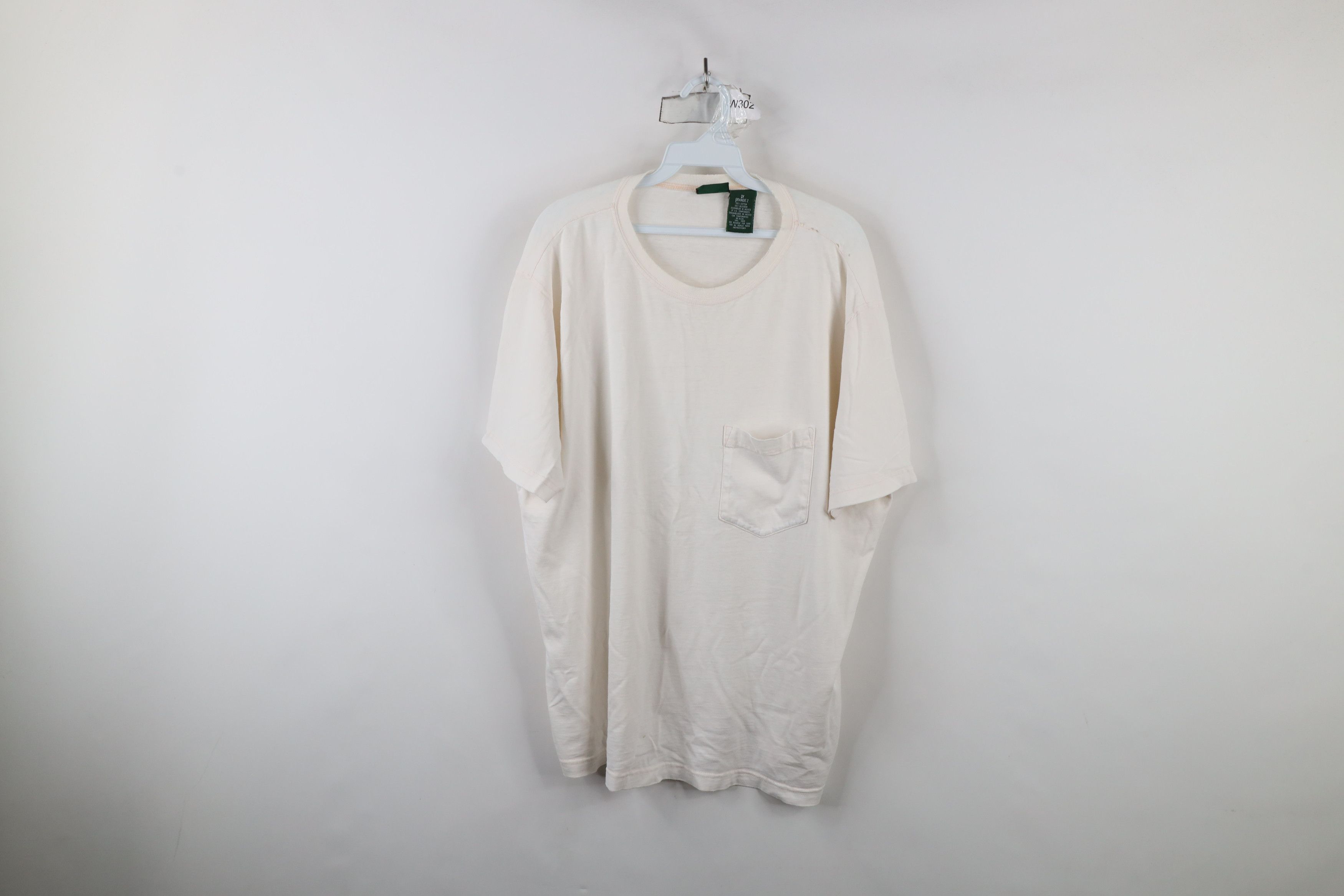 Vintage Vintage 90s Streetwear Blank Thin Soft Cotton T-Shirt Cream Size US XXL / EU 58 / 5 - 1 Thumbnail