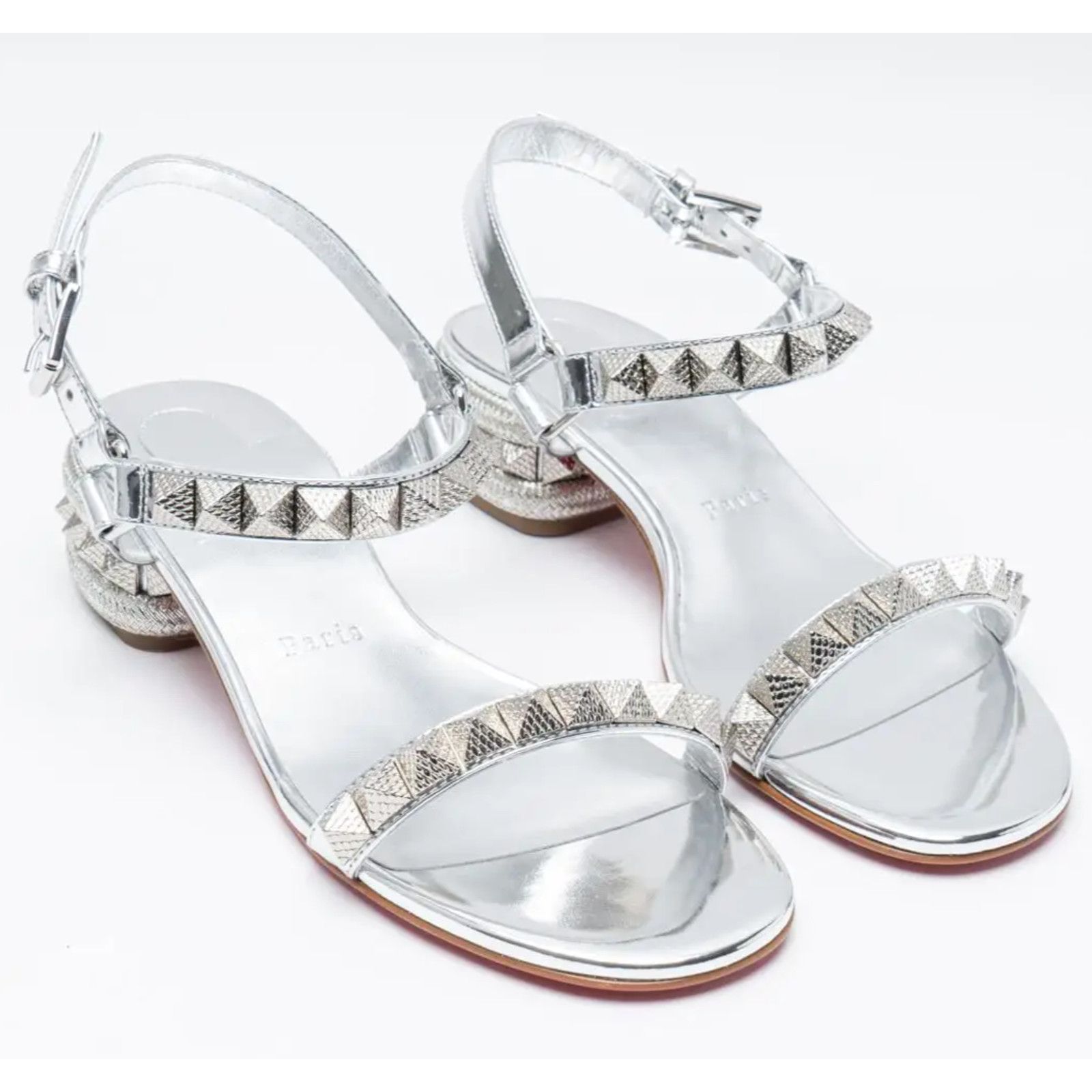 Christian Louboutin Christian Louboutin Pyrasand Silver Sandal 38.5 Size US 8.5 / IT 38.5 - 7 Thumbnail