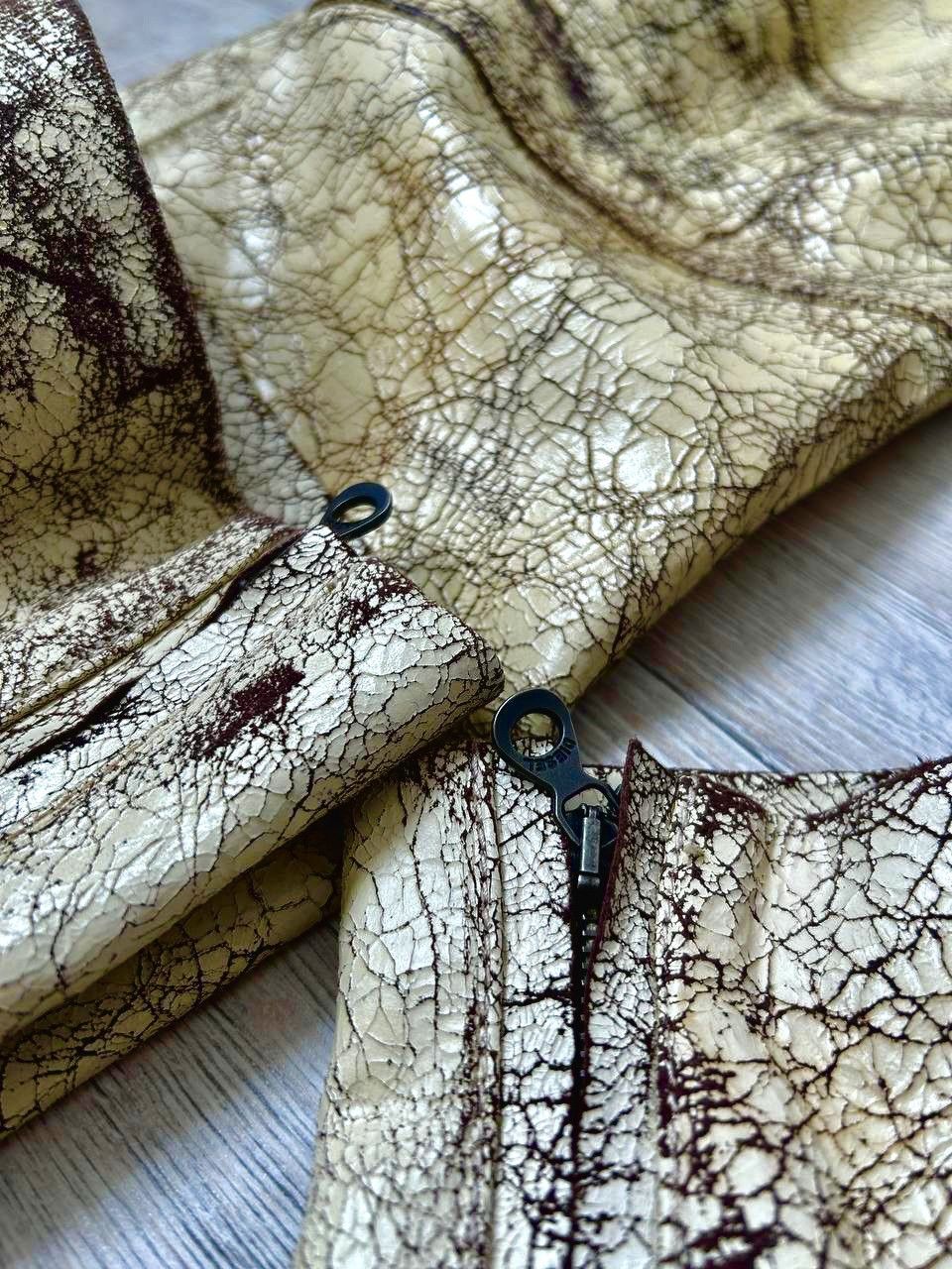Diesel DIESEL P-ALAN CRACKED GOLD COATED DISTRESSED LEATHER PANTS Size US 36 / EU 52 - 4 Thumbnail