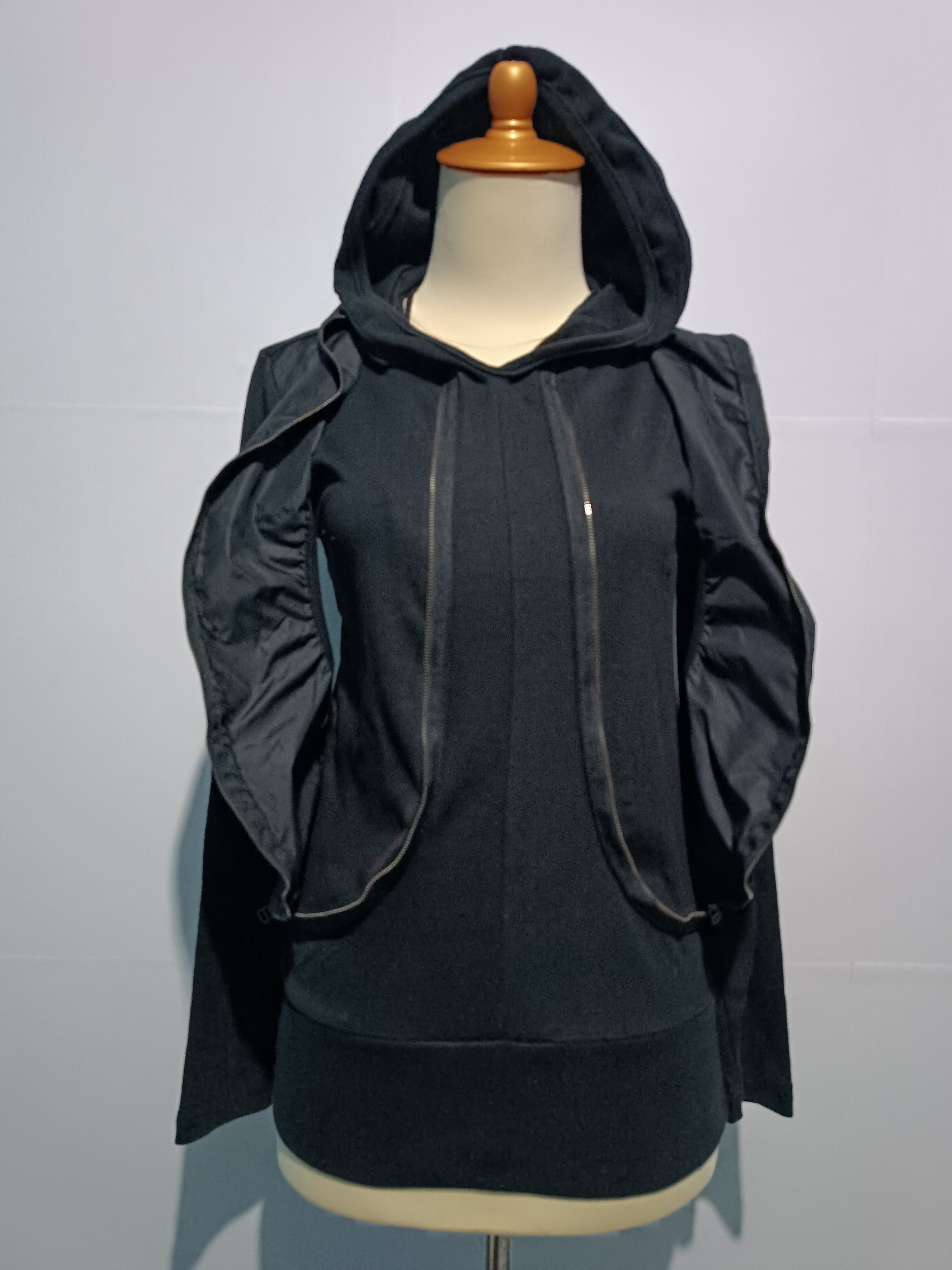 Japanese Brand Ganjil Style Fitted Hoodie Cotton with Nylon Size ONE SIZE - 3 Thumbnail