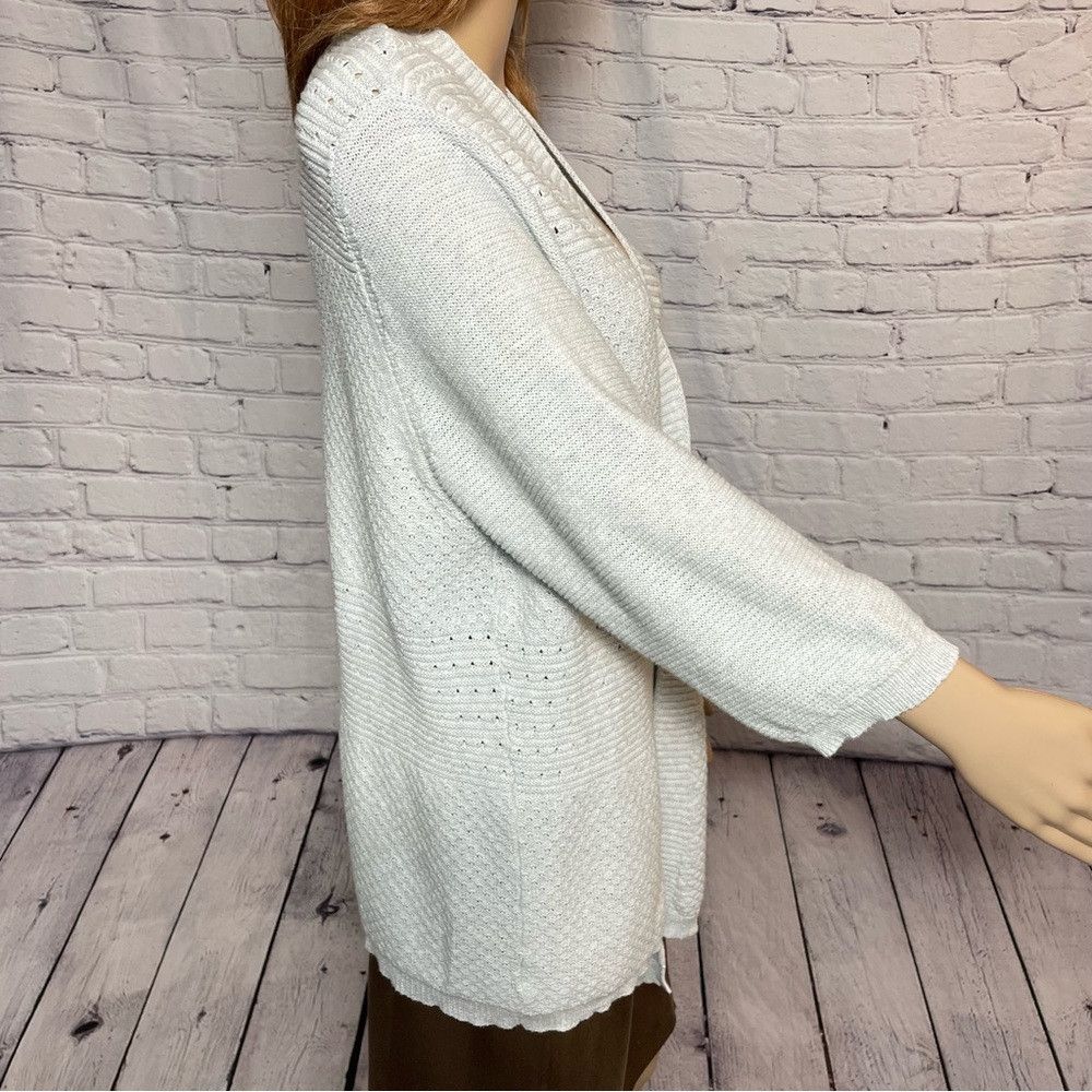 Faded Glory Faded Glory Open Front Cotton 3/4 Sleeve Grey Cardigan Size Size 3XL / US 20-22 - 3 Thumbnail
