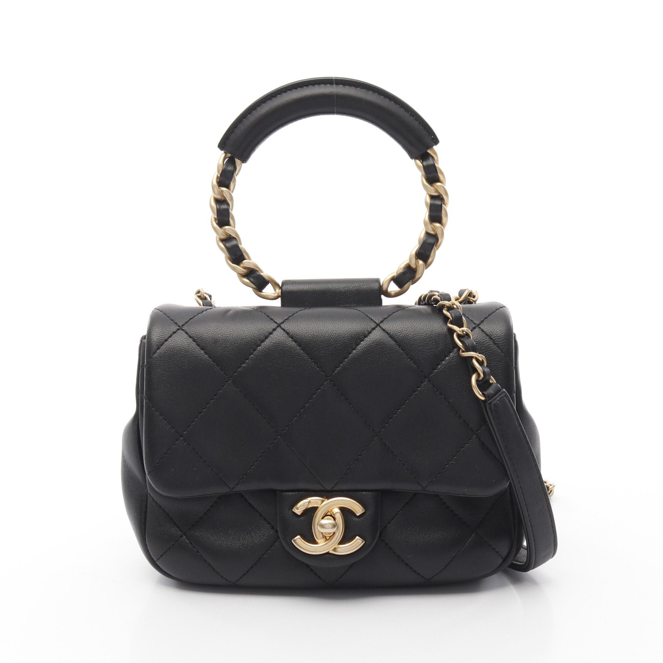 Chanel Chanel Handbag Chain Shoulder Bag Lambskin Black Gold Hardware Size ONE SIZE - 1 Thumbnail
