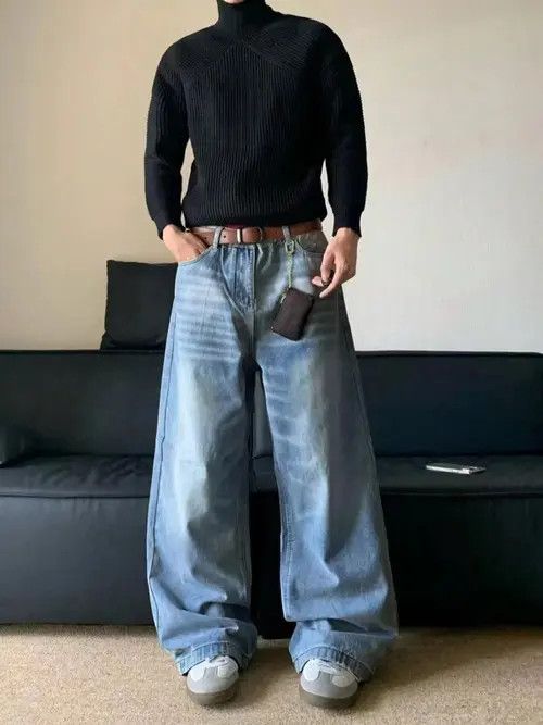 Jean VIntage RETRO 90s Wide denim jeans Size US 34 / EU 50 - 4 Thumbnail