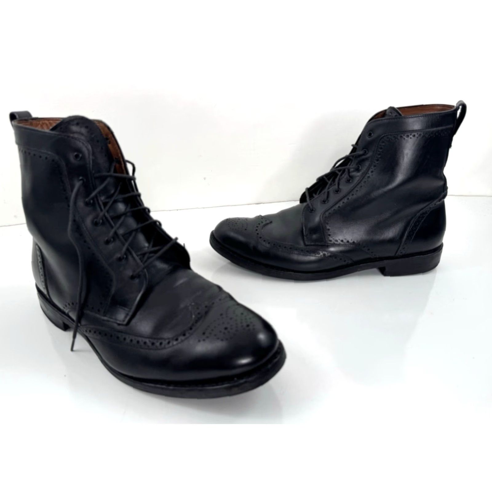 Allen Edmonds Allen Edmonds / Dalton - Wingtip Mens Boots 12 Black Leather Ankle Boot EXCELLENT Mens Boots Size US 12 / EU 45 - 2 Thumbnail