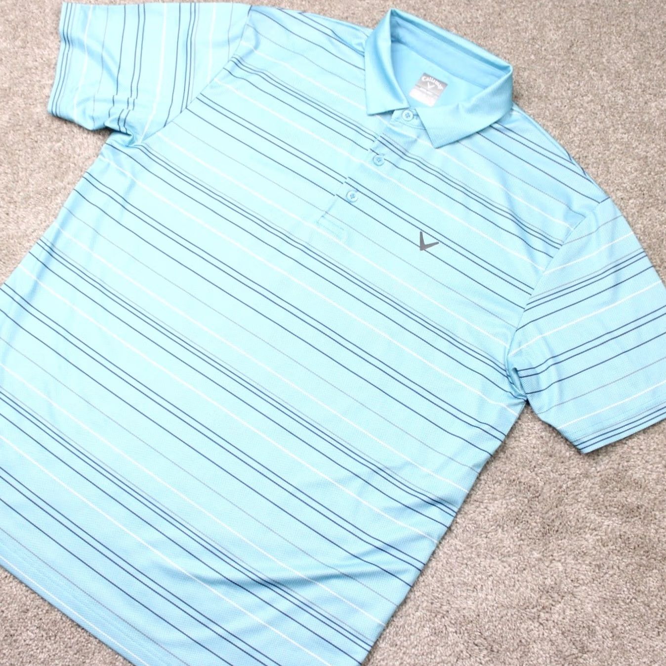 Callaway Callaway Polo Shirt Mens Large Blue Striped Golf Polyester Stretch Short Sleeve Size US L / EU 52-54 / 3 - 3 Thumbnail