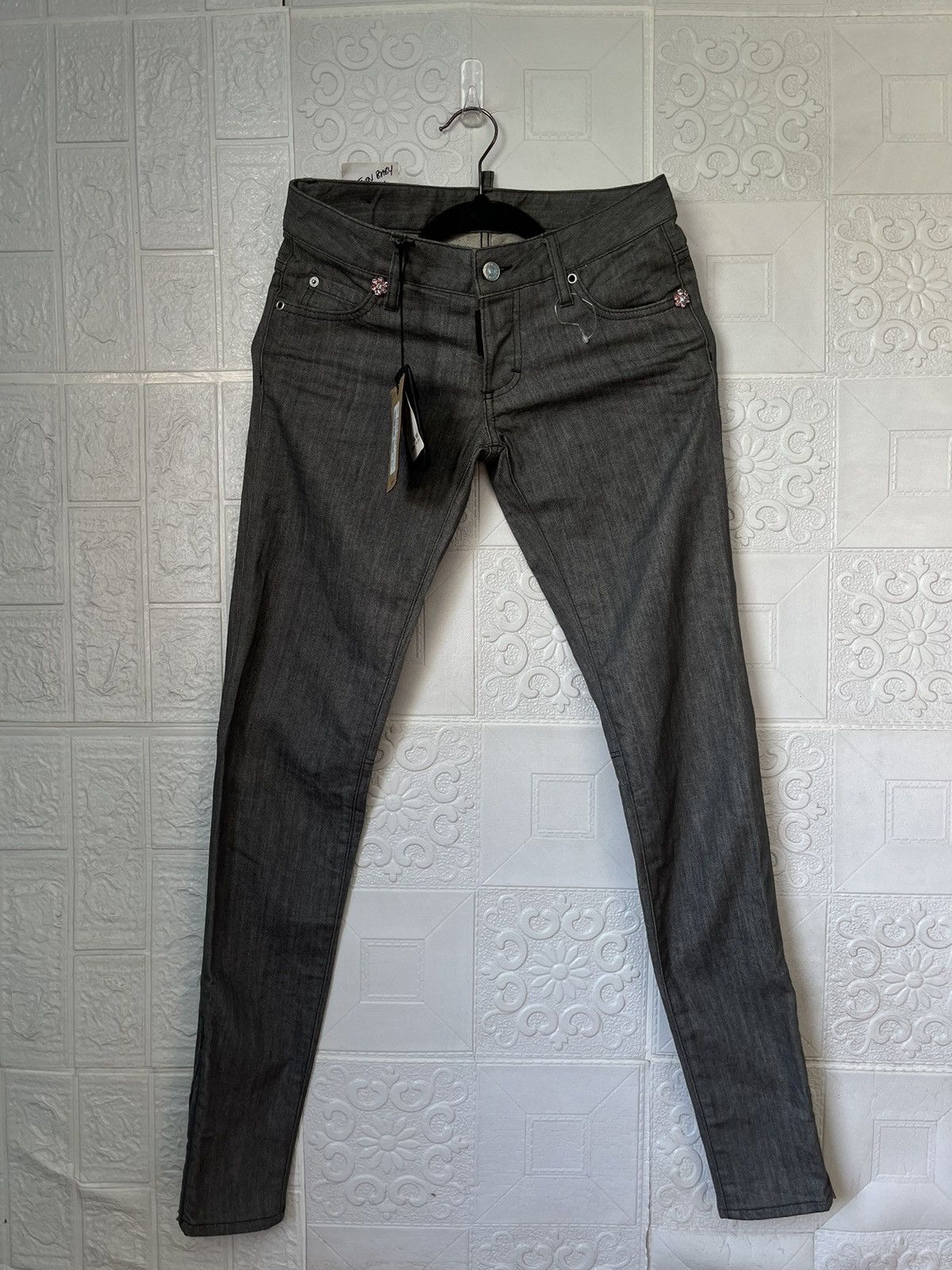 image of Dsquared2 Dsquared Side Zip Super Slim Denim Jeans in Grey, Women's (Size 26)