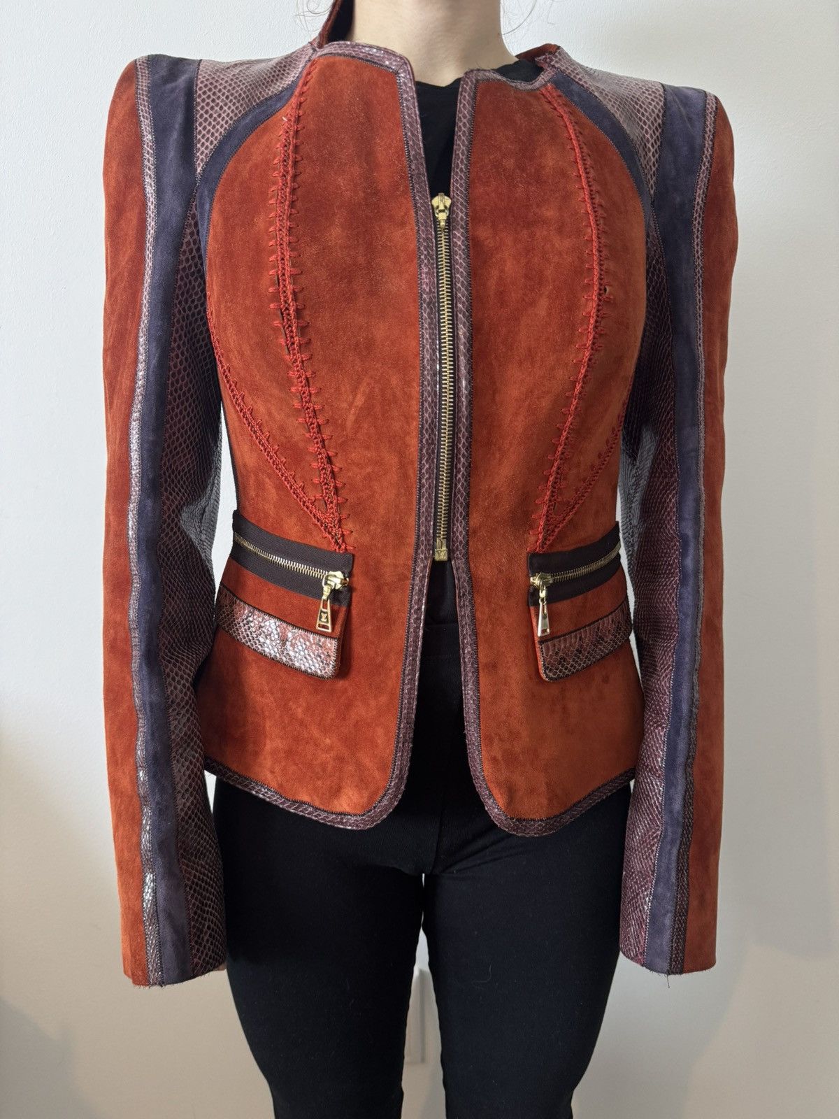 Louis vuitton leather lacket with snake skin