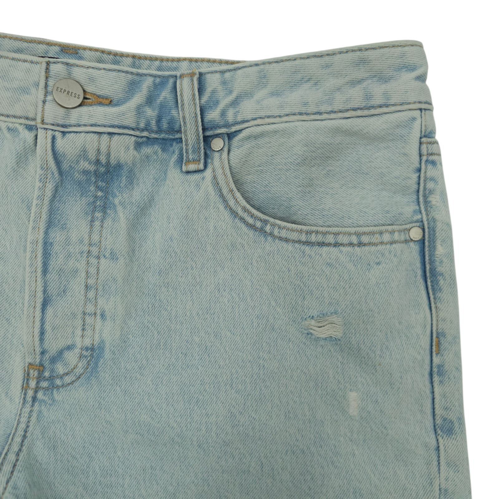Express Express Denim Shorts Womens 10 Light Wash Boho Mid Rise Raw Size 32" / US 10 / IT 46 - 12 Thumbnail