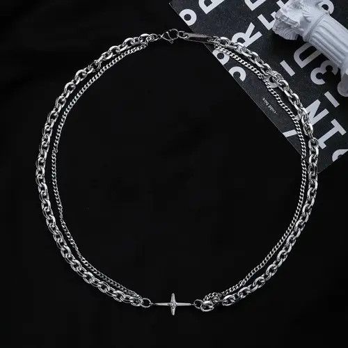 VIBE Punk Double Layer Cross Chain Necklace Size ONE SIZE - 7 Thumbnail
