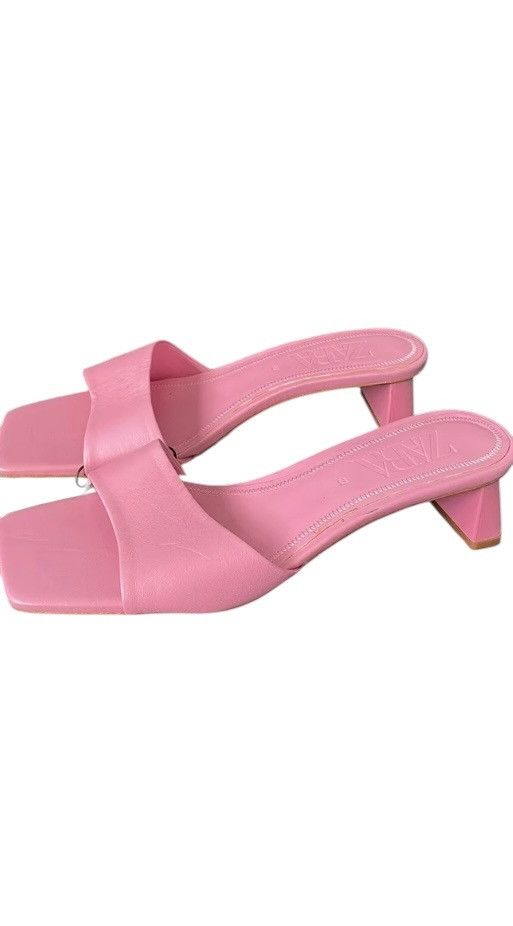Zara Zara sugar pink mules genuine leather 37 size Size US 7 / IT 37 - 1 Thumbnail