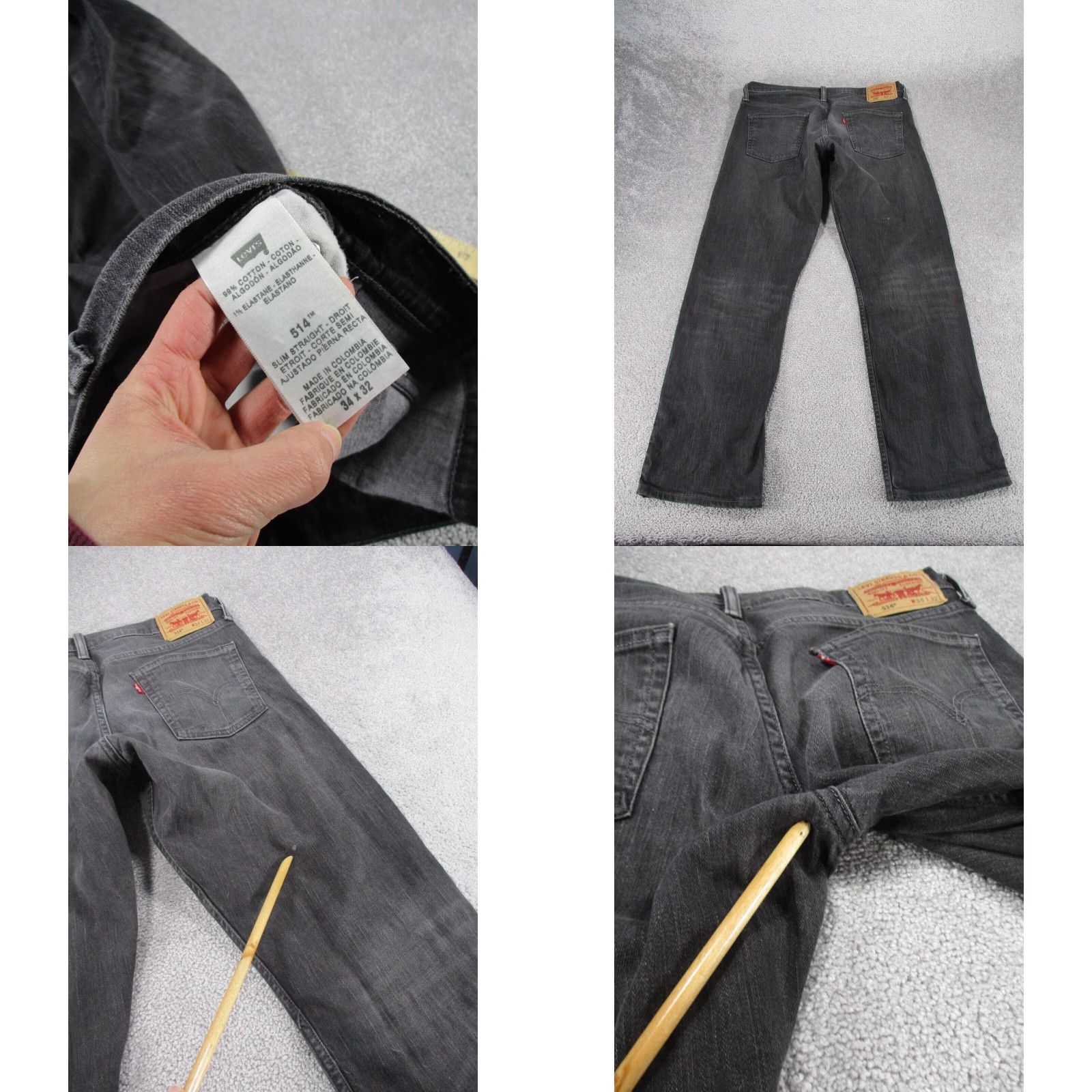 Levi's Levi's 514 Jeans Mens 34 Gray Slim Straight Denim 34x31 Size US 34 / EU 50 - 8 Thumbnail