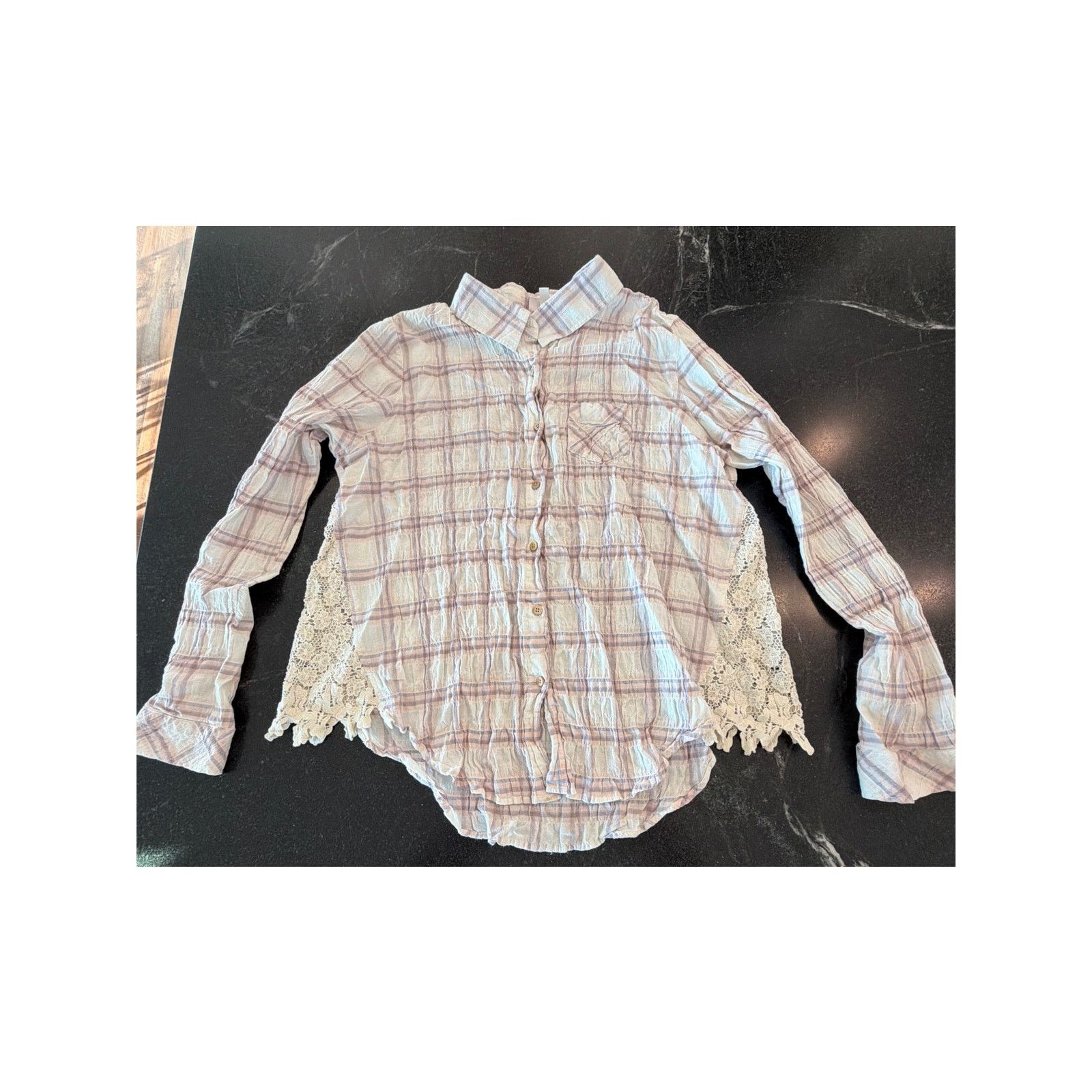 Other Shyanne Crinkle plaid and lace western button up LG Size L / US 10 / IT 46 - 1 Thumbnail