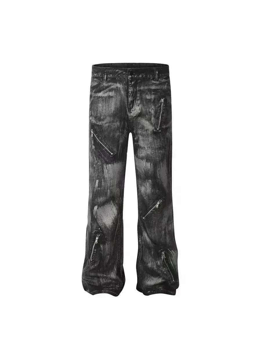 Japanese Brand Coated and brushed wax micro jeans zip design Size US 32 / EU 48 - 1 Thumbnail