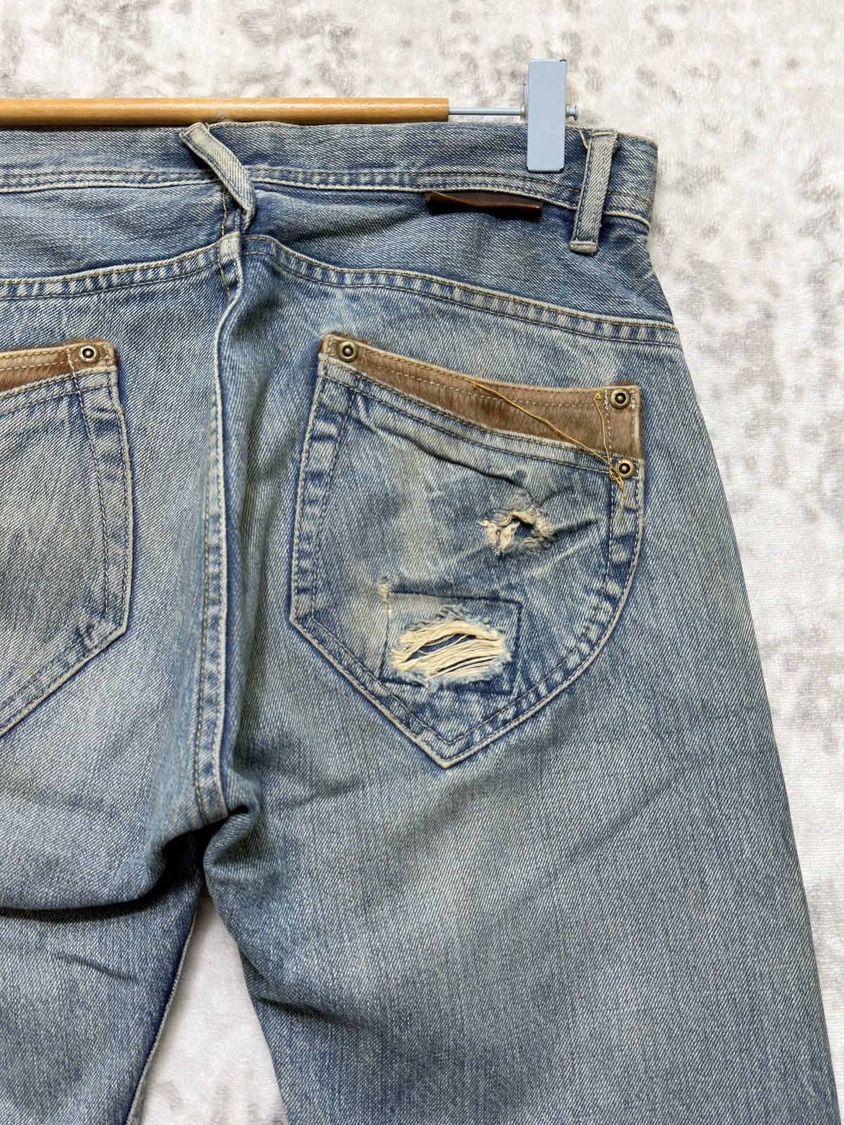 Japanese Brand Vintage KELEN Selvedge Leather Pocket Denim Jeans Size US 30 / EU 46 - 12 Thumbnail