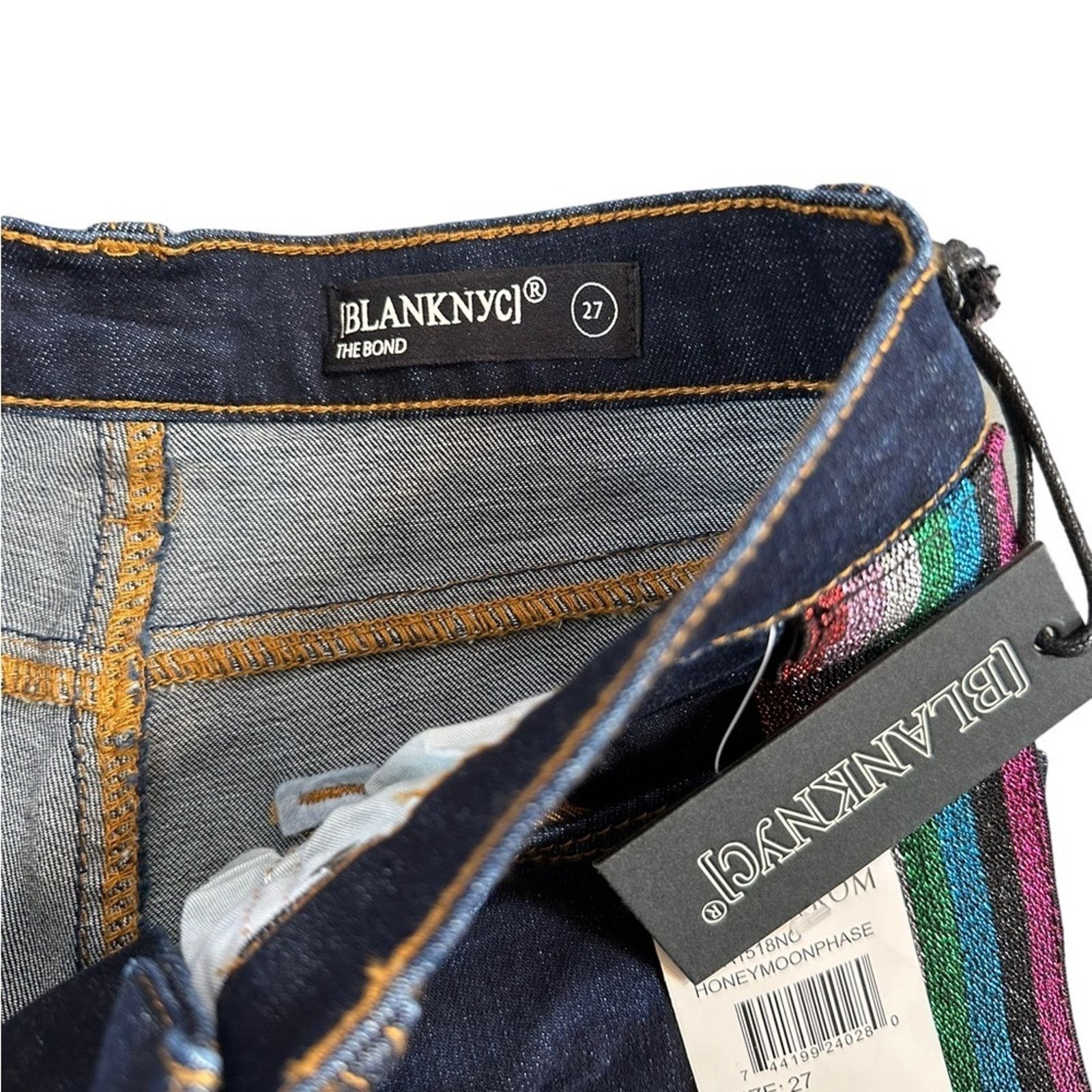 BLANKNYC BLANKNYC The Bond Metallic Glitter Mid Rise Skinny Jeans Size 27" / US 4 / IT 40 - 8 Thumbnail