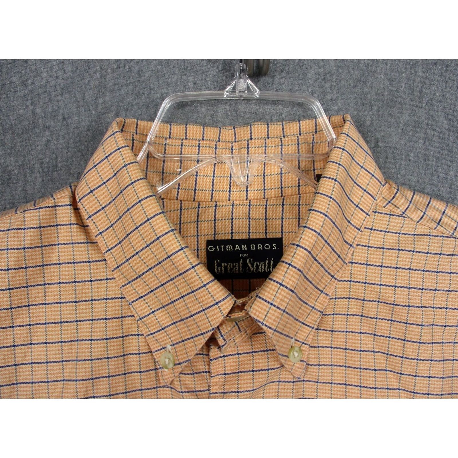 Vintage Gitman Bros Shirt Mens L Orange Check Button-Down Made USA Cotton Pocket Size US L / EU 52-54 / 3 - 2 Thumbnail