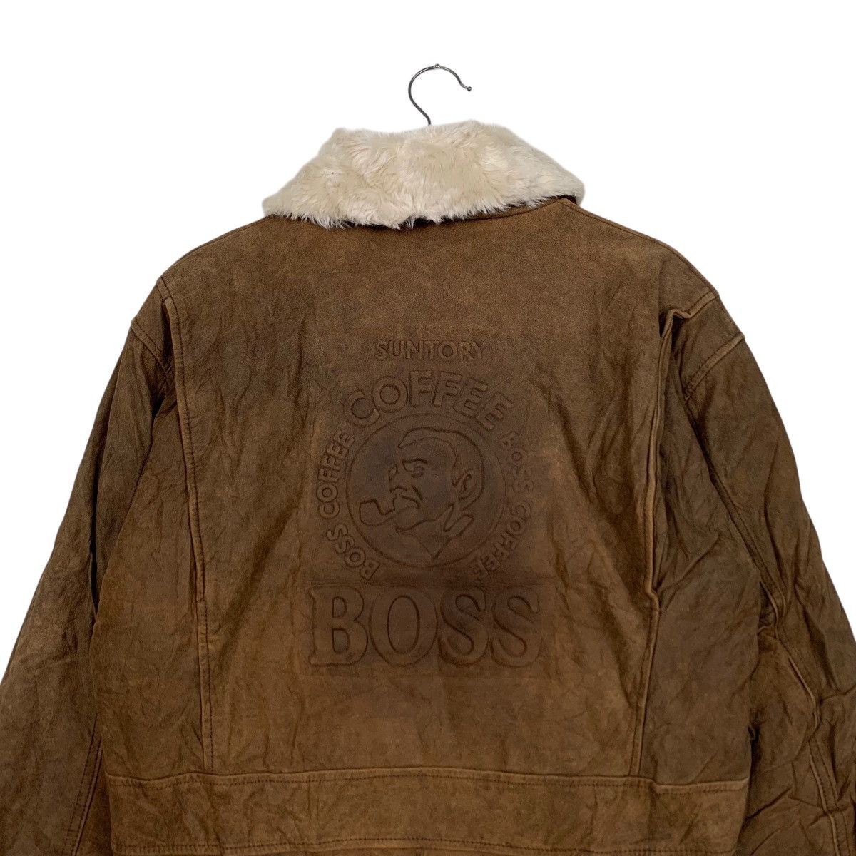 Vintage ☀️Suntory Coffee Boss leather zipper sherpa collar jacket Size US M / EU 48-50 / 2 - 9 Thumbnail
