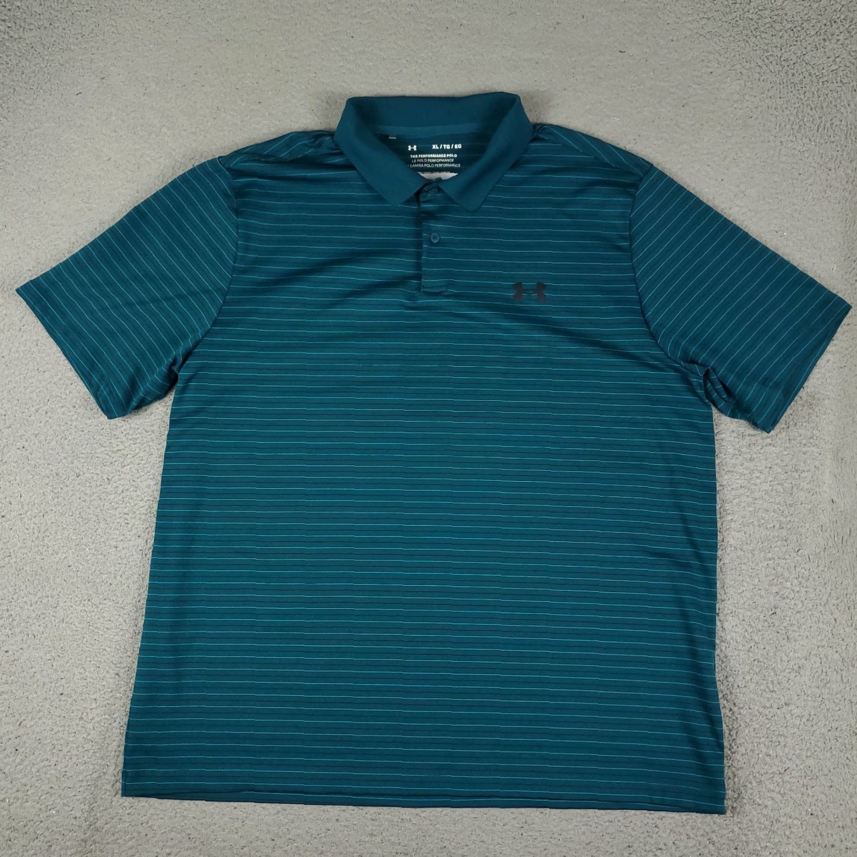 Under Armour Under Armour Polo Shirt Mens XL Teal Striped Golf Casual Short Sleeve Shirt Polo Men XL Blue Striped Size US XL / EU 56 / 4 - 2 Thumbnail