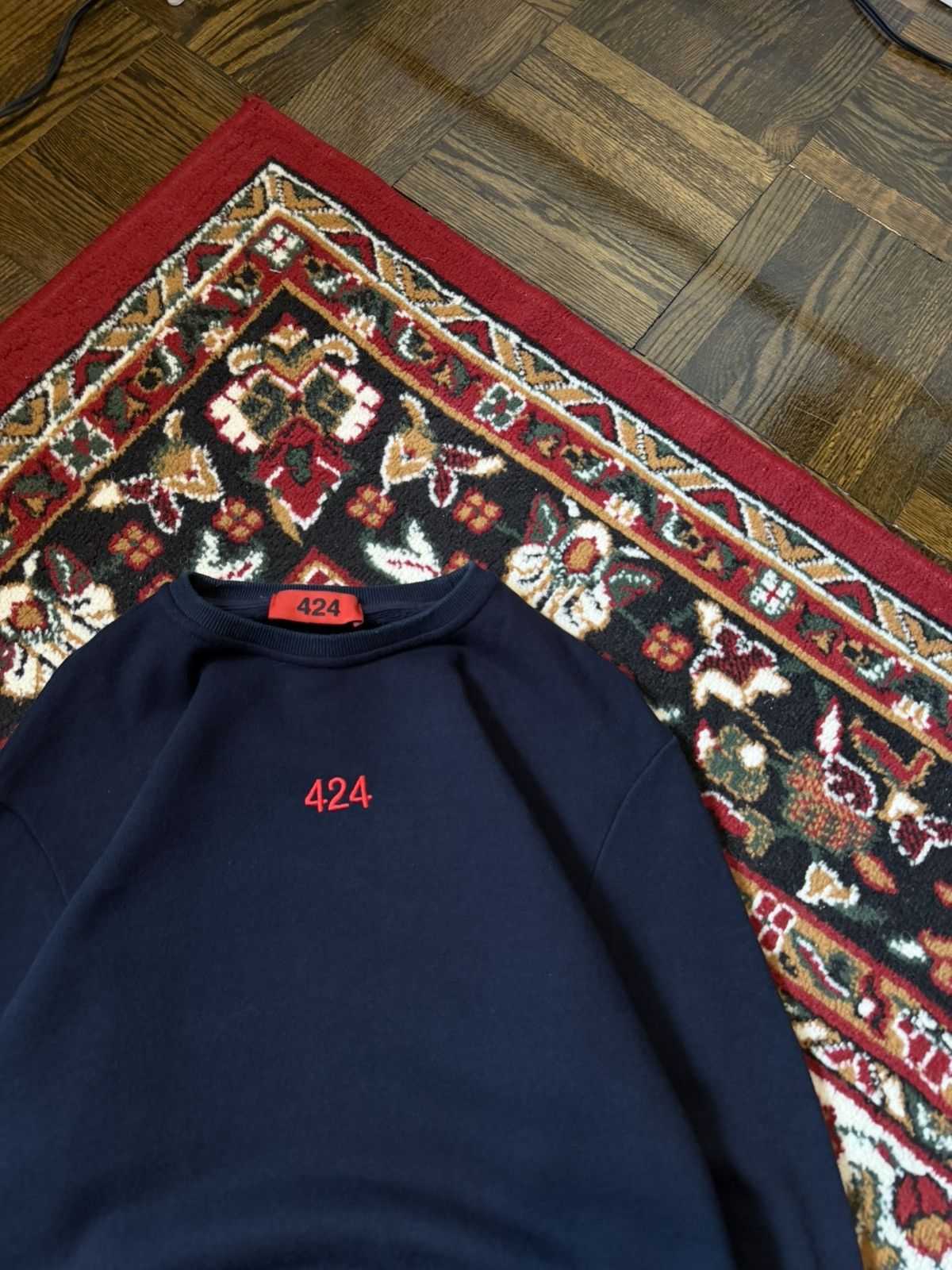 424 424 Embroidered Sweatshirt Crewneck Size Medium Navy Blue Size US M / EU 48-50 / 2 - 6 Thumbnail
