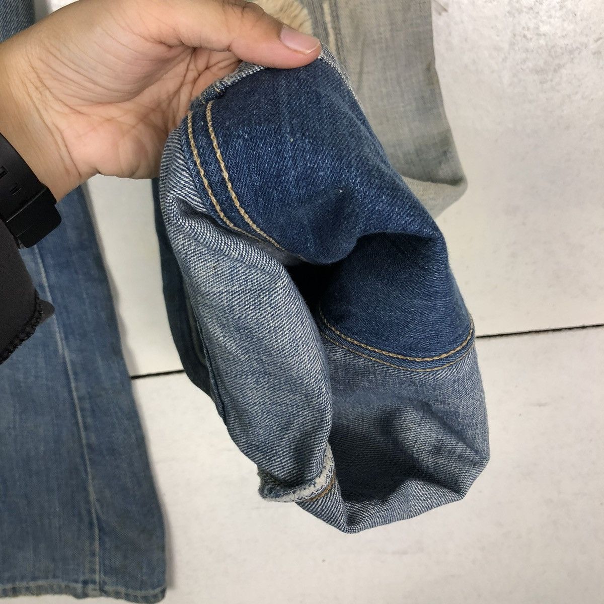 Japanese Brand 🔥VINTAGE BOWCUT FLARE DENIM PATCHWORK DESIGN ISSEY MIYAKE Size US 30 / EU 46 - 12 Thumbnail