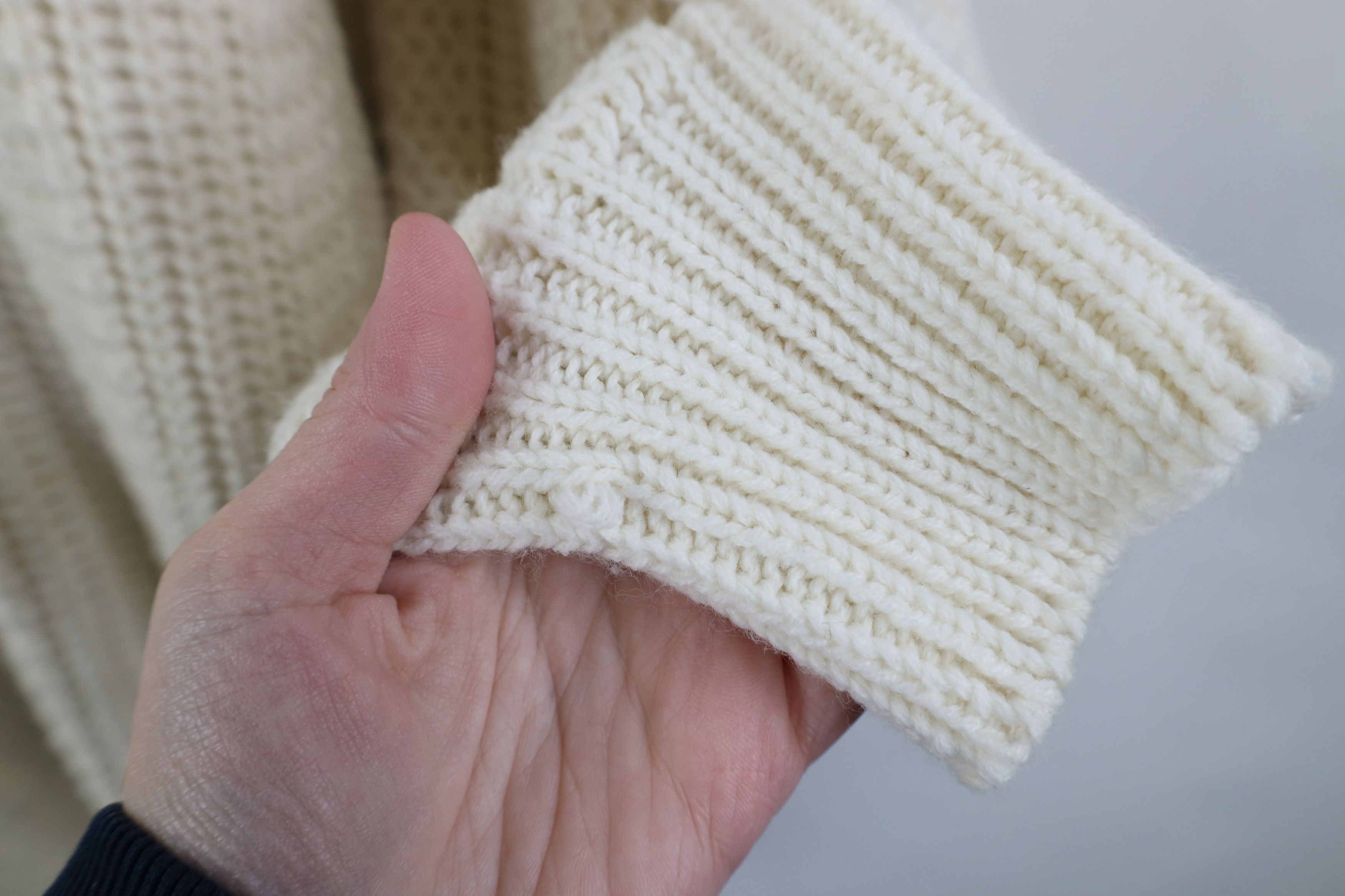 Vintage Vintage 90s Streetwear Ribbed Knit Crewneck Sweater Cream Size US M / EU 48-50 / 2 - 7 Thumbnail