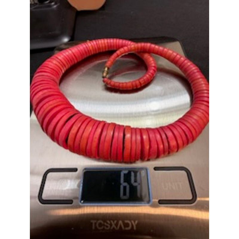 Other Vintage Red Wood Disc Necklace Bold Statement 16 Inch Size ONE SIZE - 6 Thumbnail