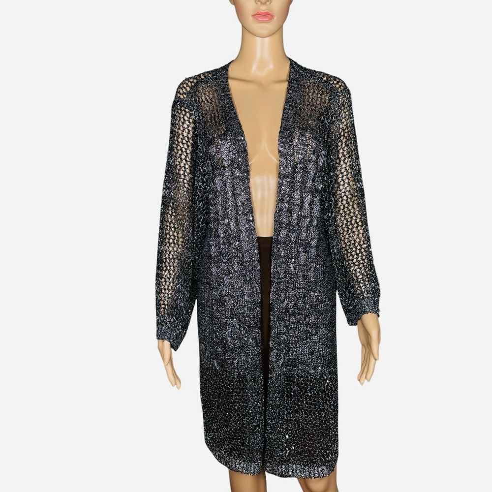 Other NWT New Lauren Michelle Silver Sparkle Cable Knit Cardigan Size 3XL / US 20-22 - 1 Thumbnail
