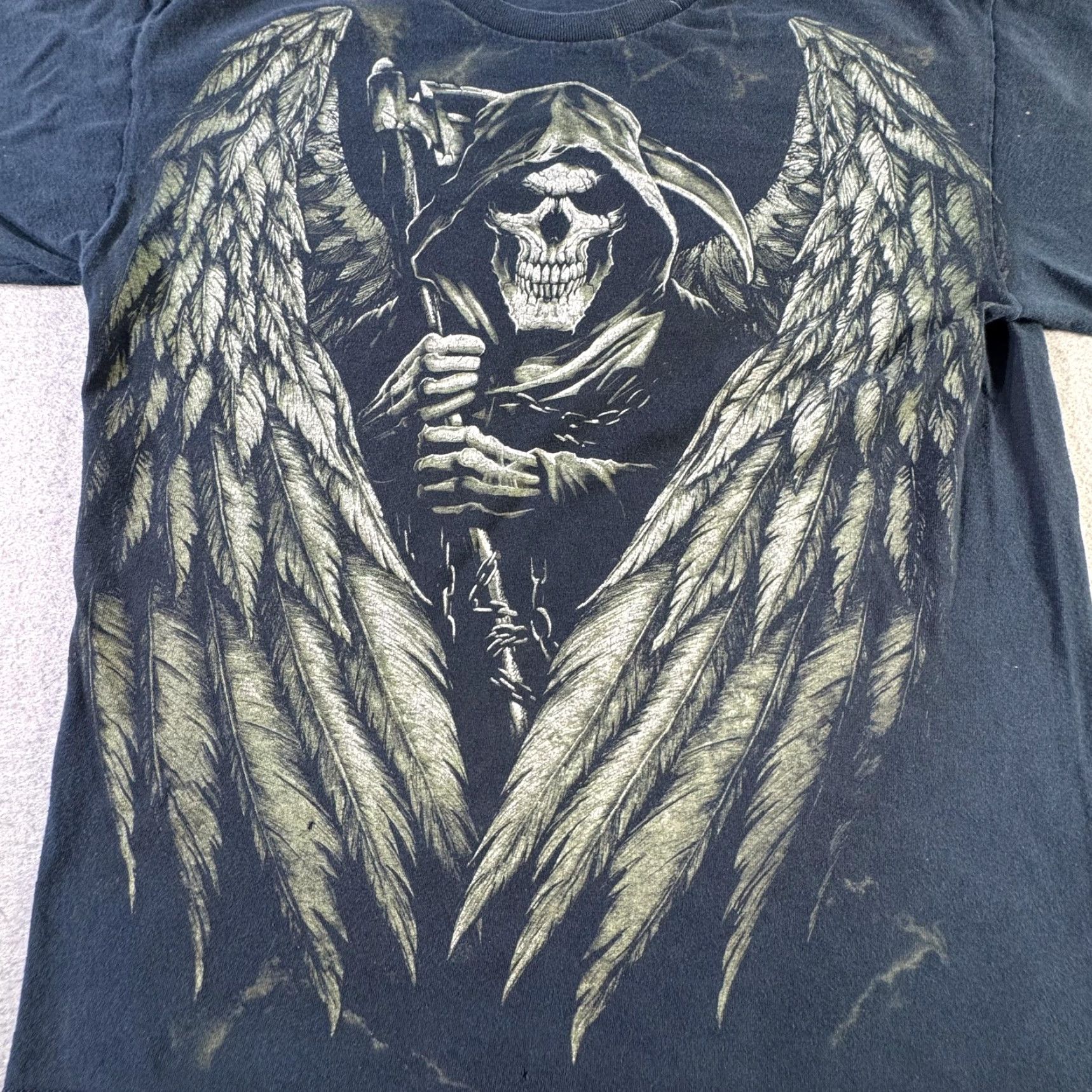 Gildan VINTAGE Gildan T-Shirt Men's Large Black Gothic Halloween Skeleton Grim Reaper Graphic 90s Size US L / EU 52-54 / 3 - 2 Thumbnail