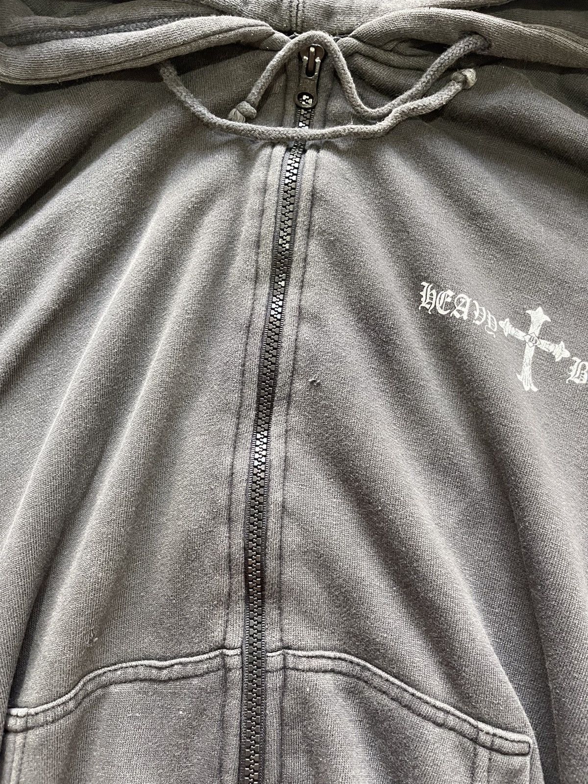 Beauty Beast 2000s Y2K Third Row Heavy Black Cross Faded Hoodie A4 Size US L / EU 52-54 / 3 - 12 Thumbnail