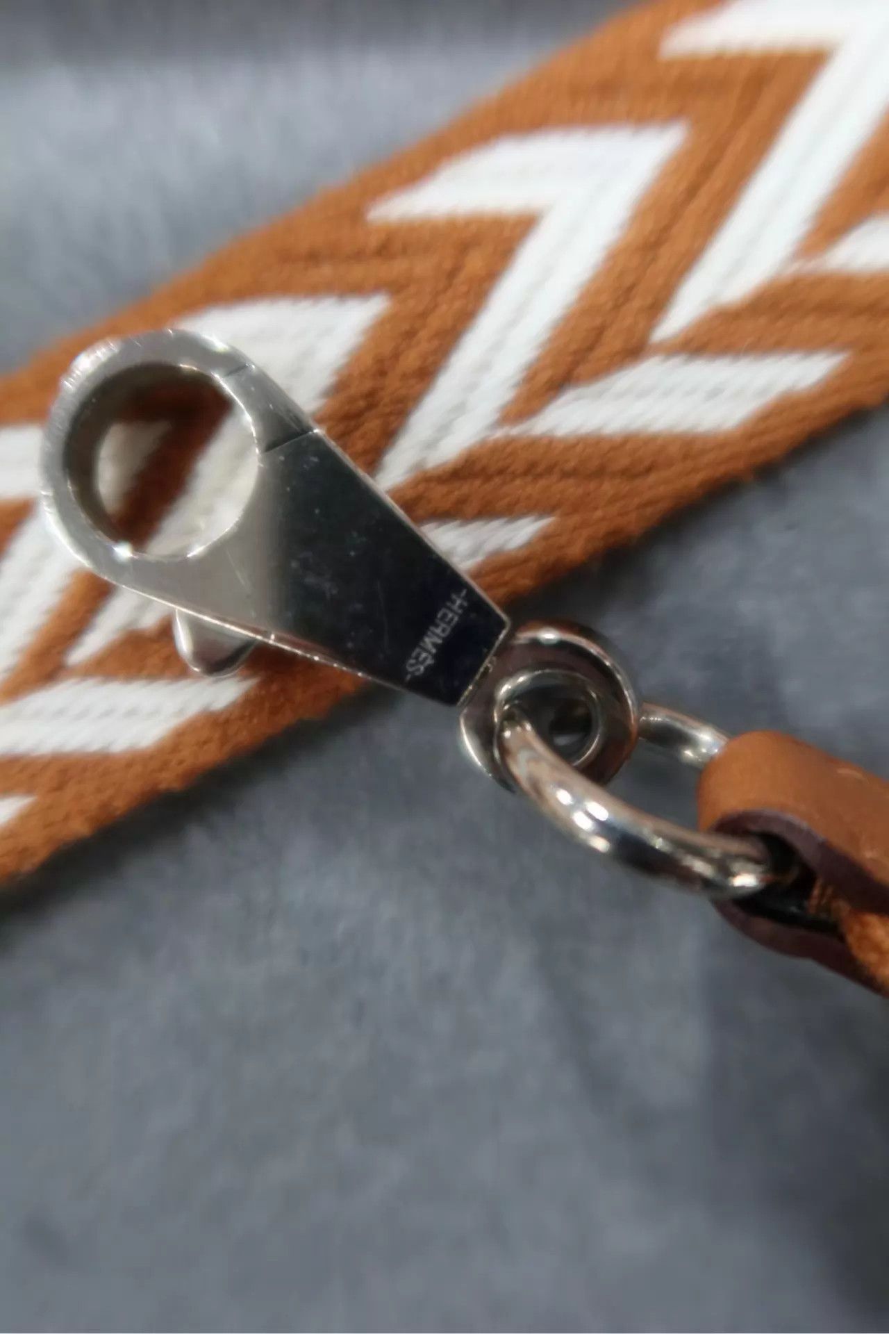 Hermes Hermes Sangle Cavale Gold Brown & White Geometric 99 New Size ONE SIZE - 4 Thumbnail