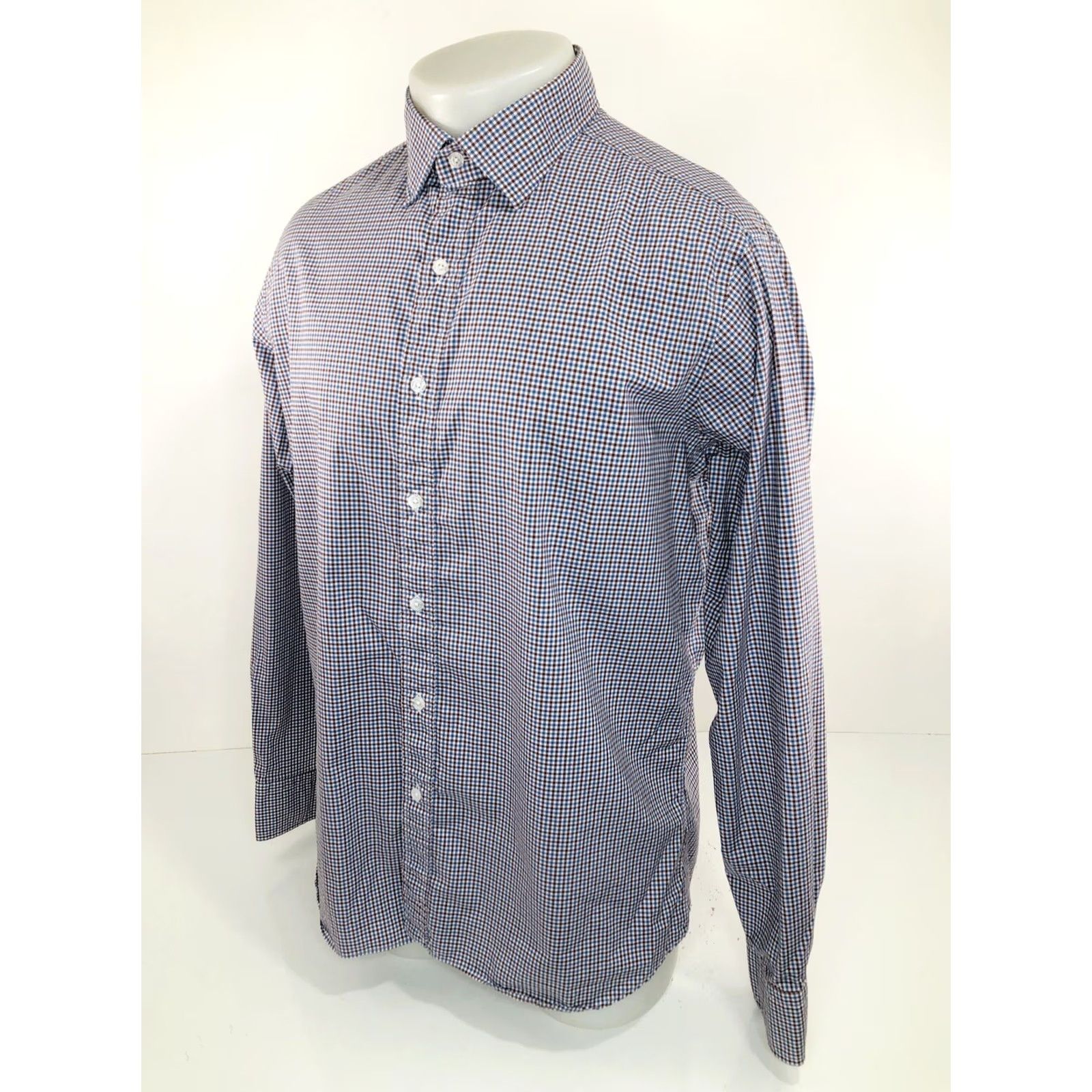 Todd Snyder HAMILTON TODD SNYDER Plaid Shirt Blue Brown WHite XL 16.5 Mens Size US XL / EU 56 / 4 - 3 Thumbnail