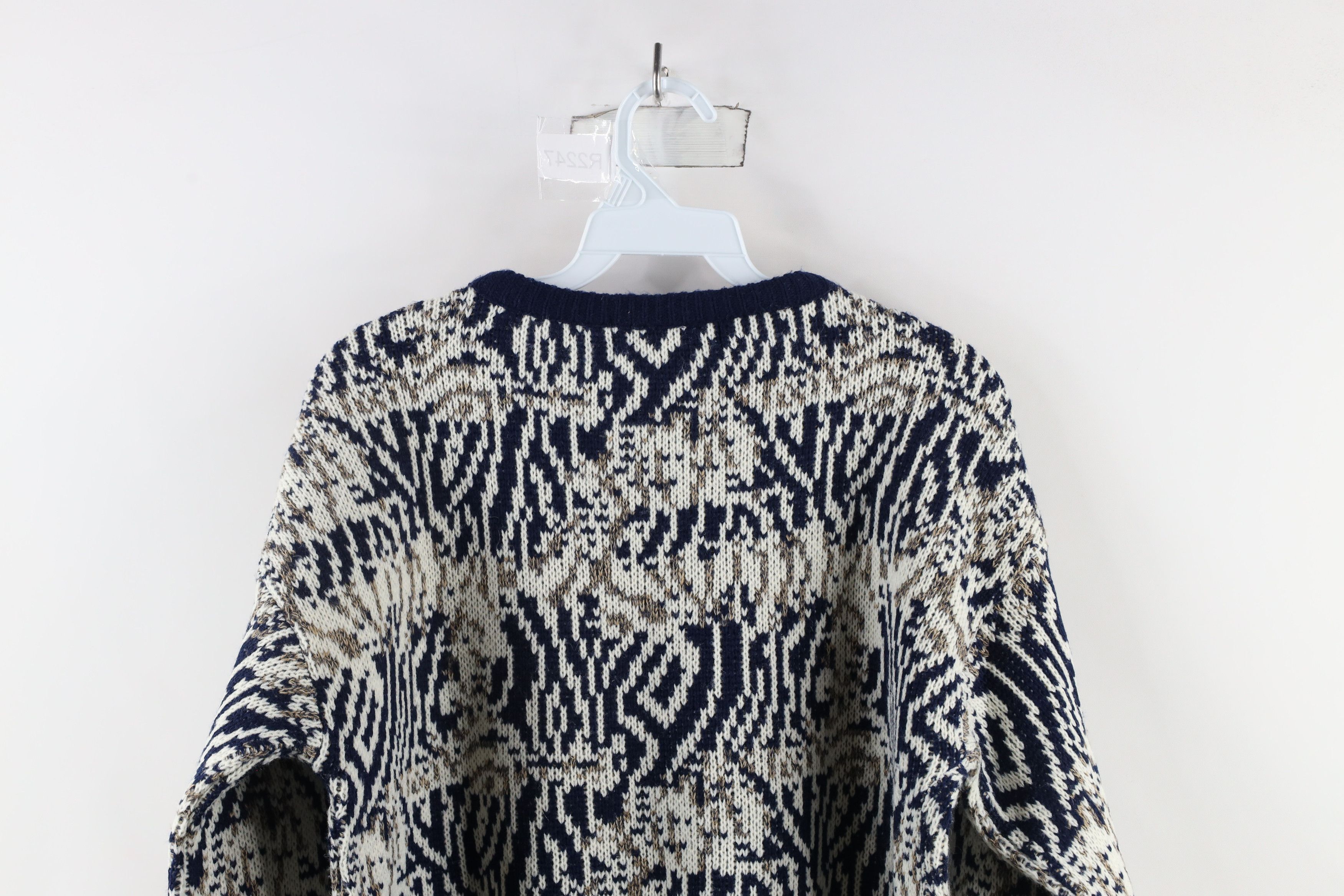 Vintage Vintage 90s Coogi Style Abstract Knit Grandpa Sweater Size US L / EU 52-54 / 3 - 6 Thumbnail