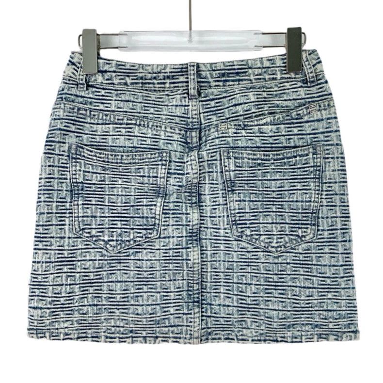 Givenchy Givenchy Light Blue Logo Floral Cotton Casual Denim Skirt Size S / US 4 / IT 40 - 2 Thumbnail