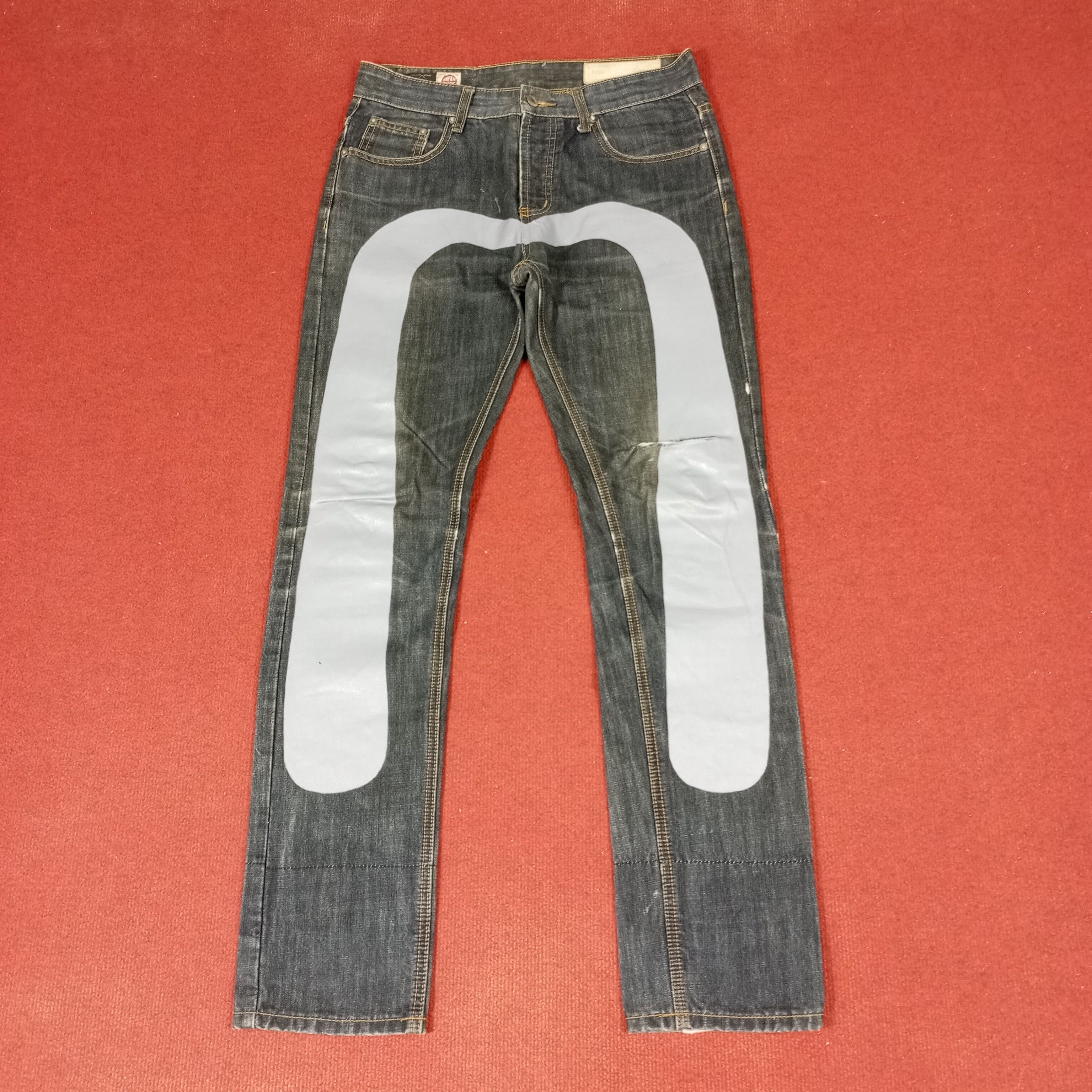 Japanese Brand Evisu Dragon Design Streetwear Custom Daicock Style Jeans Size US 31 - 1 Thumbnail