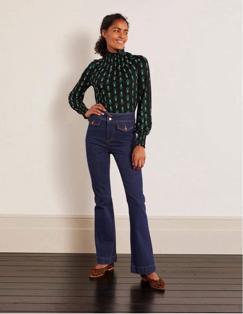 Boden Boden Smocked High-Neck Blouse Black Green Floral Size 6 Size M / US 6-8 / IT 42-44 - 1 Thumbnail