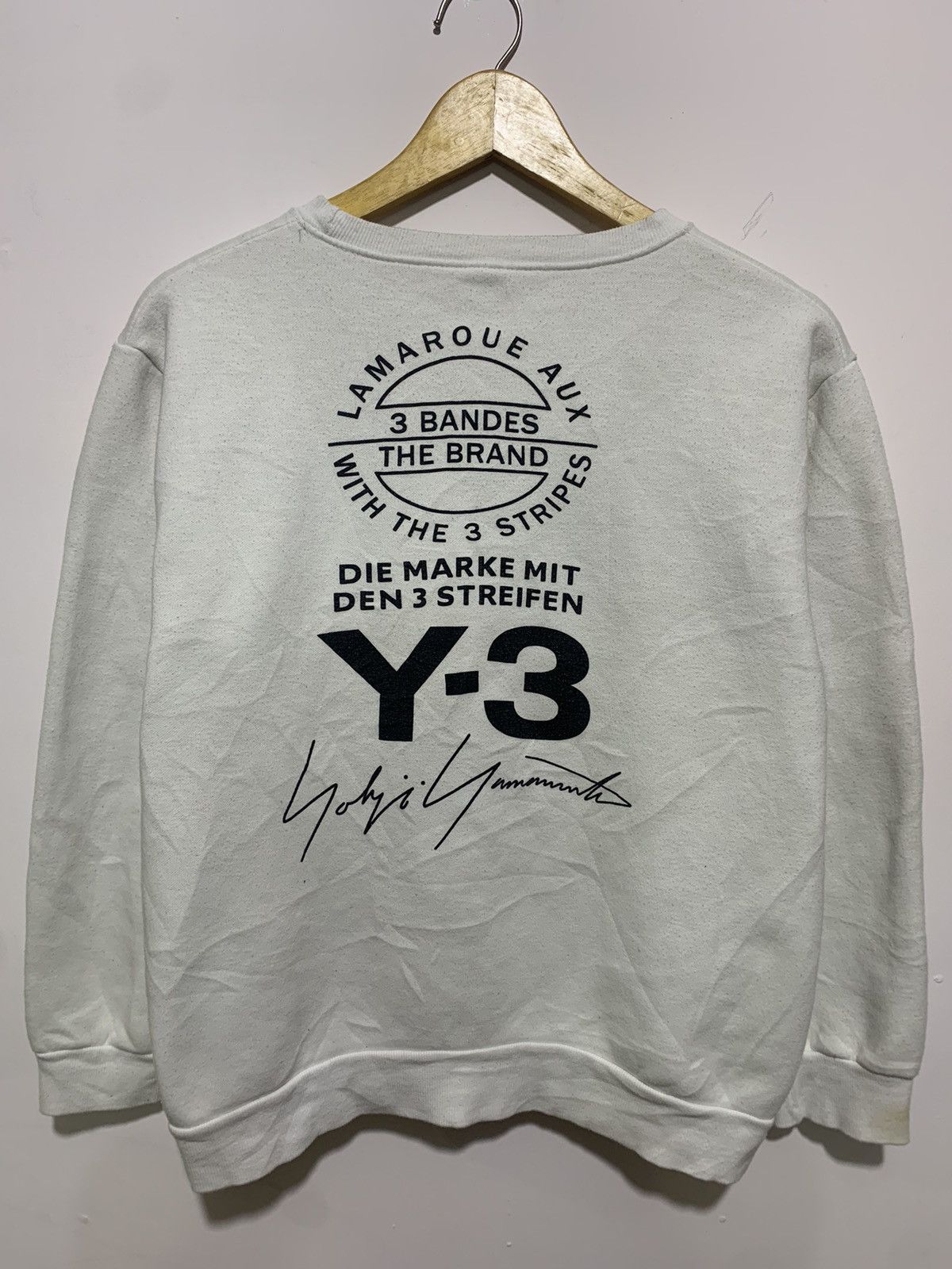 image of Y 3 x Yohji Yamamoto Y3 Sweatshirt Y2K Style in White, Men's (Size Large)