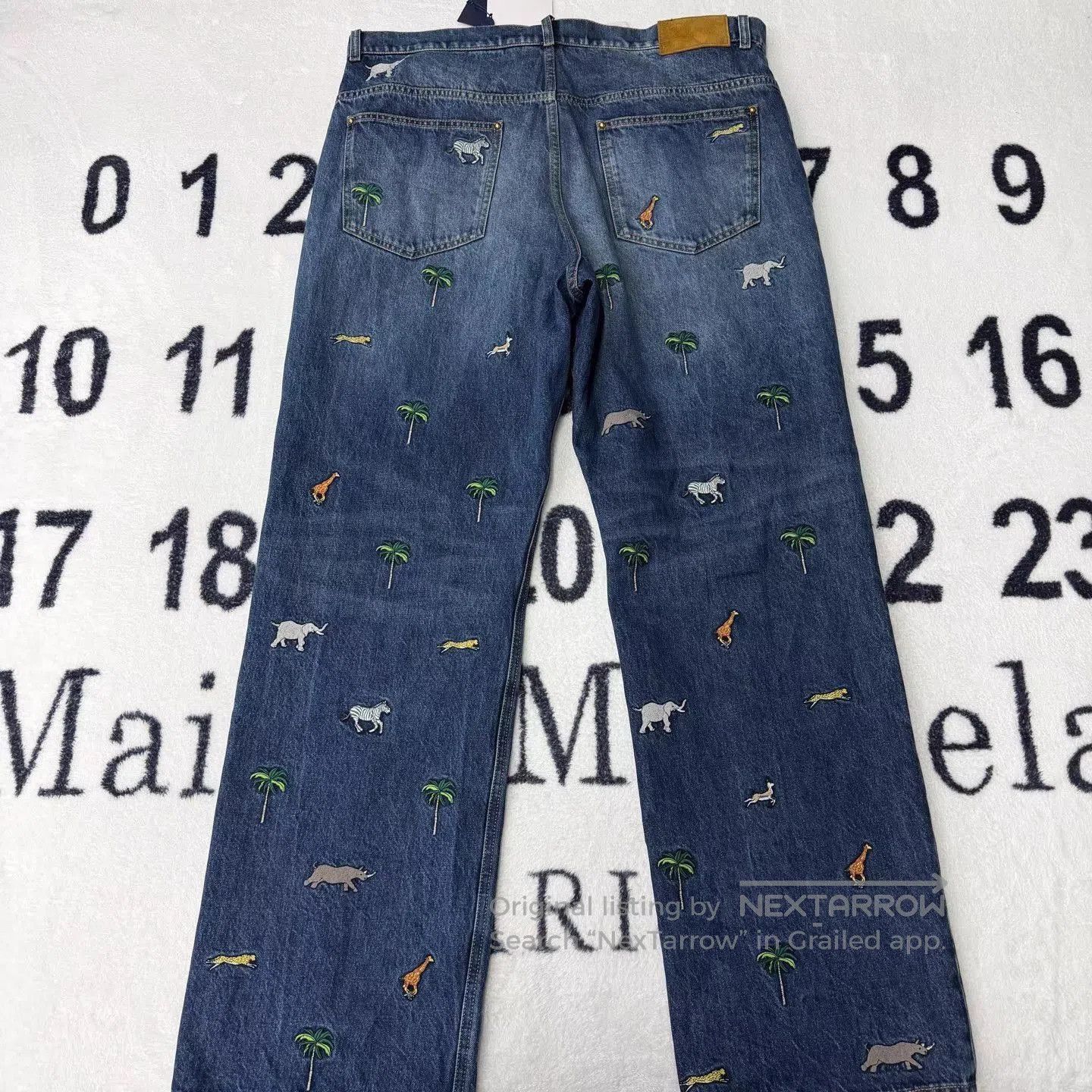 Louis Vuitton Blue Denim Jeans with Animal & Palm Tree Embroidery. Size US 38 / EU 54 - 2 Thumbnail