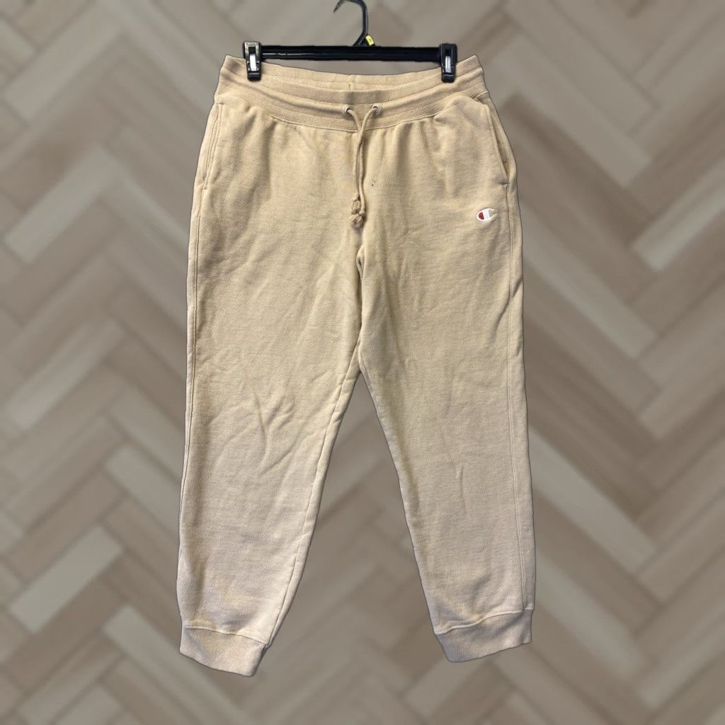 Champion CHAMPION Jogger Sweatpants Men XL Tan Athletic Activewear with Pockets Tie Drawstring Tailored Tapered Leg Mens XL Tan Joggers 157-1 Size US 36 / EU 52 - 1 Thumbnail