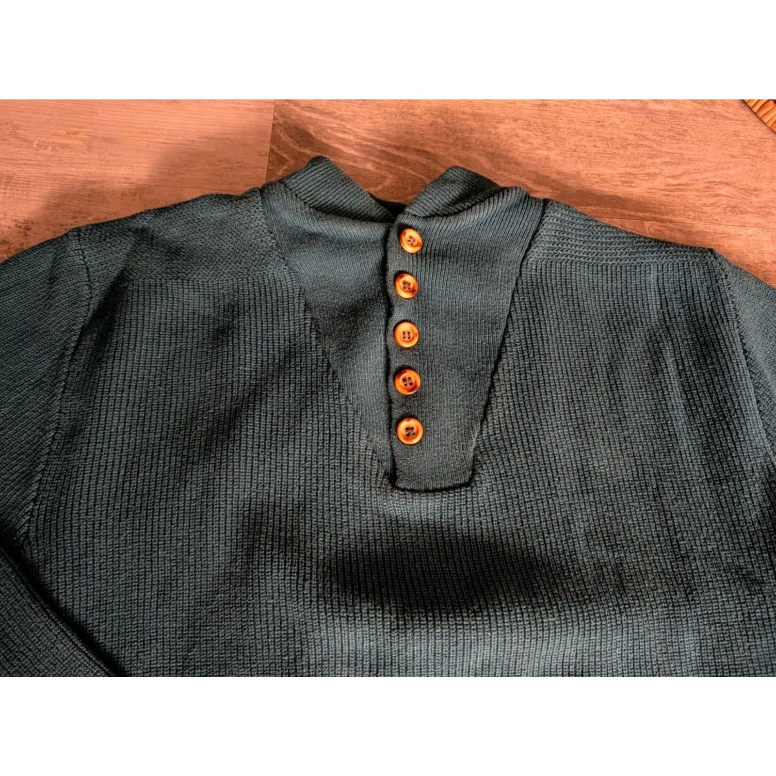 Eddie Bauer VINTAGE Eddie Bauer Black Label Sweater Shirt Mens L Knit Henley 90s Green Heavyweight Solid Crew Neck Buttons Logo Mens Size US L / EU 52-54 / 3 - 2 Thumbnail